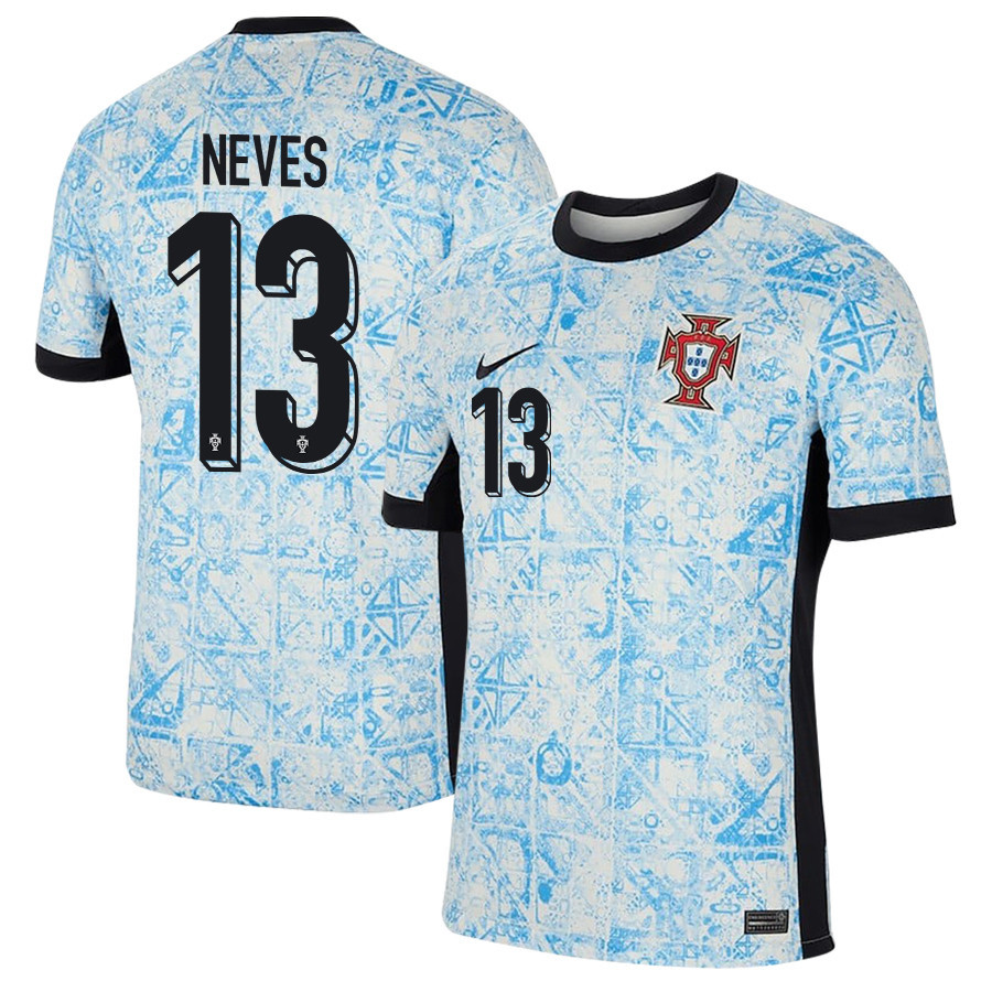João Neves 13 Portugal National Team 2024/25 Away Men Jersey - Cream/Blue cheap jerseys for sale - CheapJerseys.Shop