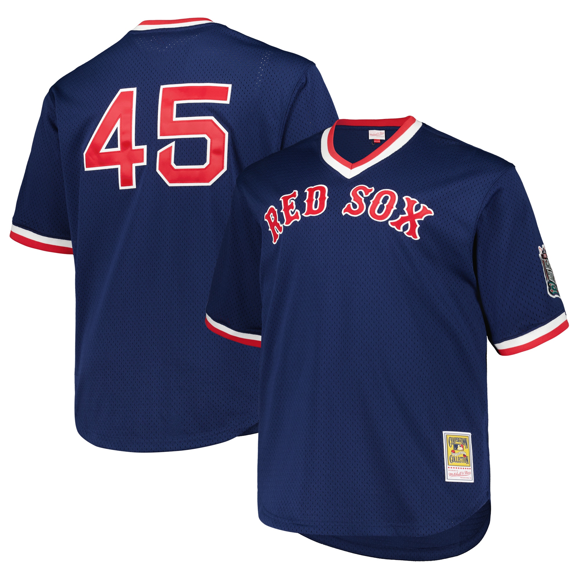 Pedro Martinez Boston Red Sox Mitchell & Ness 1999 Cooperstown Collection Mesh Pullover Jersey - Navy cheap jerseys for sale - CheapJerseys.Shop