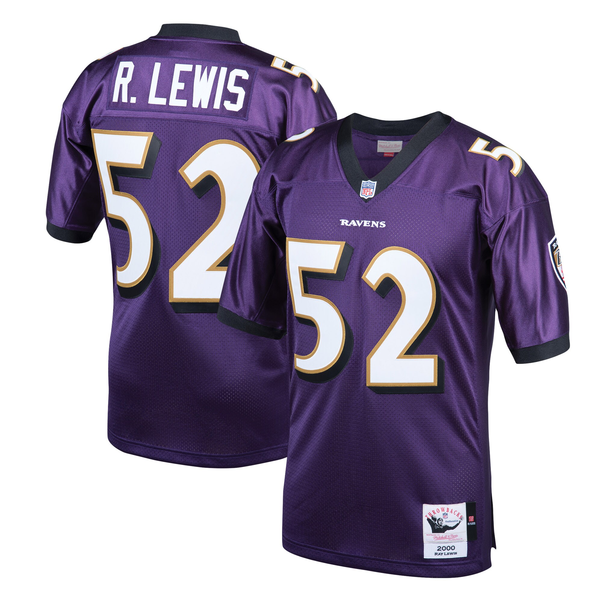Ray Lewis Baltimore Ravens 2000 Mitchell & Ness Authentic Throwback Retired Player Jersey - Purple cheap jerseys for sale - CheapJerseys.Shop