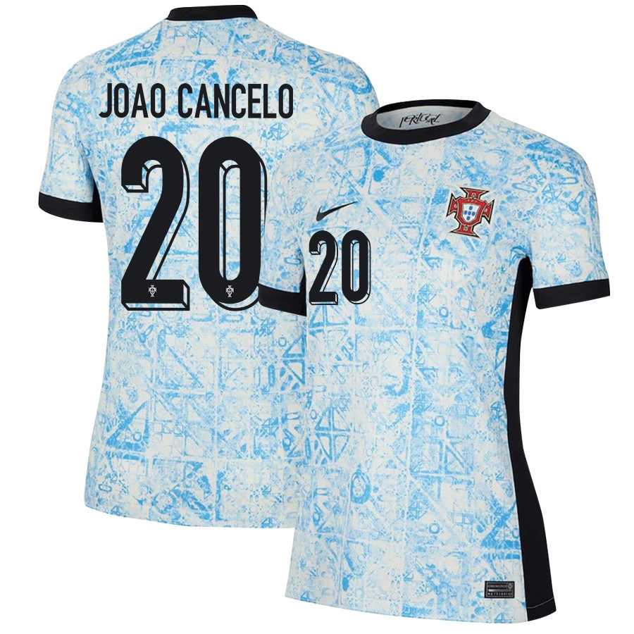 João Cancelo 20 Portugal National Team 2024/25 Away WOMEN Jersey - Cream/Blue cheap jerseys for sale - CheapJerseys.Shop