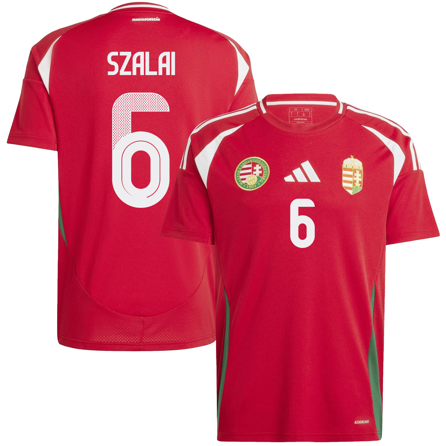Gábor Szalai 6 Hungary National Team 2024/25 Home Men Jersey - Red cheap jerseys for sale - CheapJerseys.Shop