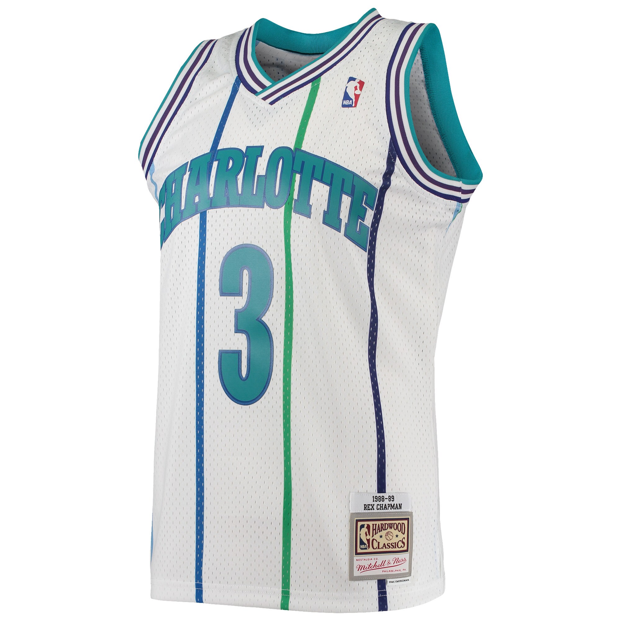 Rex Chapman Charlotte Hornets Mitchell & Ness 1988\/89 Hardwood Classics Swingman Jersey - White cheap jerseys for sale - CheapJerseys.Shop
