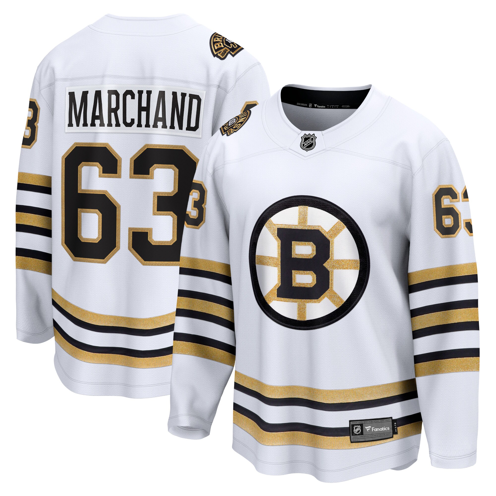 Brad Marchand Boston Bruins Fanatics 100th Anniversary Premier Breakaway Player Jersey - White cheap jerseys for sale - CheapJerseys.Shop