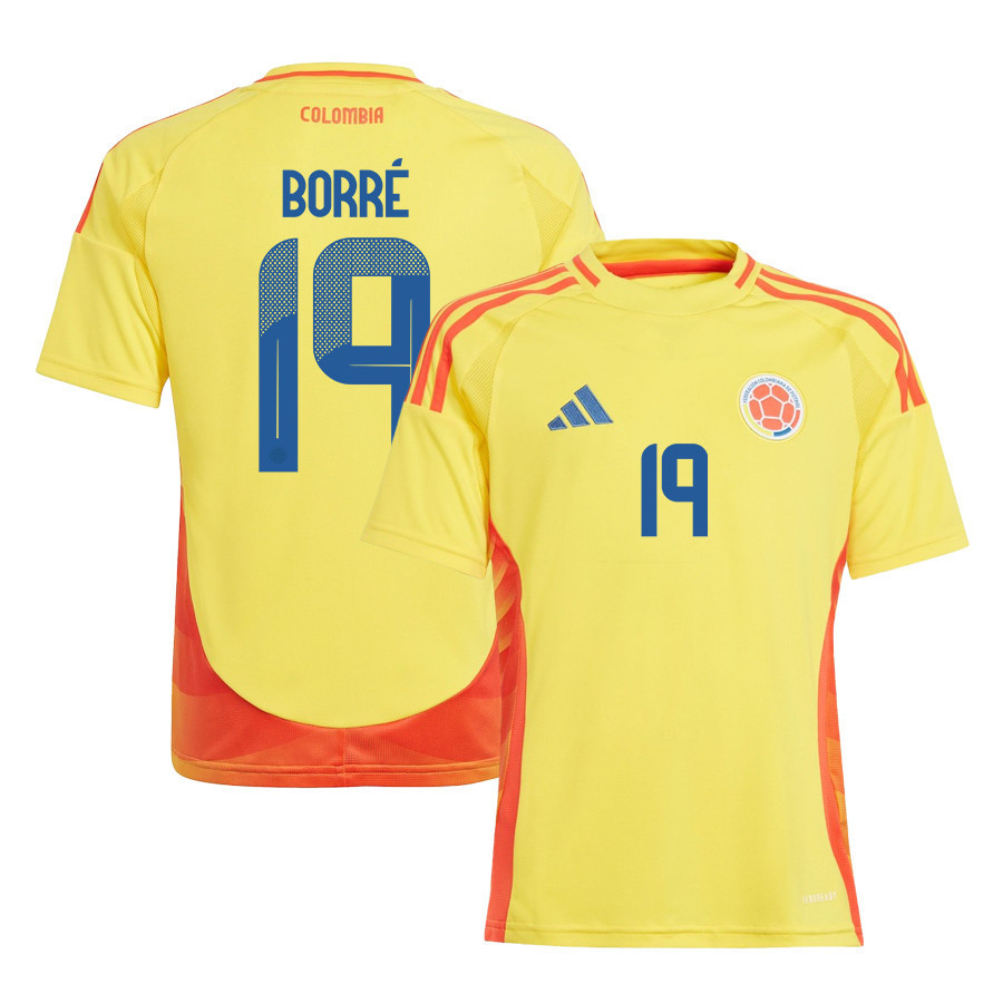 Rafael Borré 19 Colombia National Team 2024/25 Home YOUTH Jersey - Yellow cheap jerseys for sale - CheapJerseys.Shop