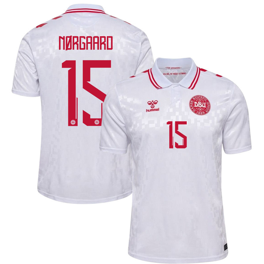 Christian Nørgaard 15 Denmark National Team 2024/25 Away Men Jersey - White cheap jerseys for sale - CheapJerseys.Shop