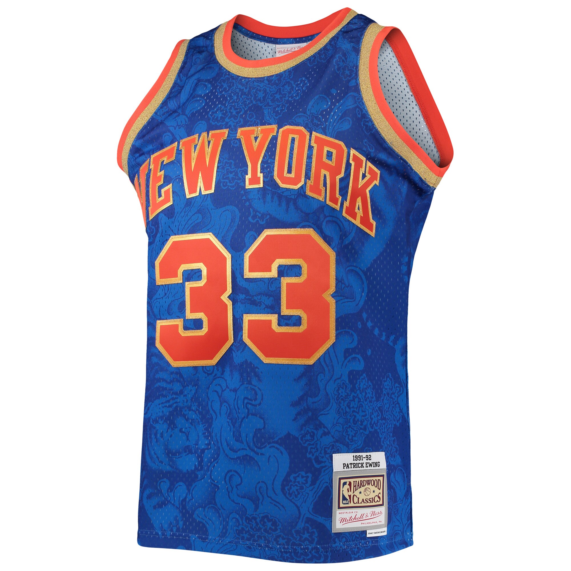 Patrick Ewing New York Knicks Mitchell & Ness Hardwood Classics 1991\/92 Lunar New Year Swingman Jersey - Blue cheap jerseys for sale - CheapJerseys.Shop