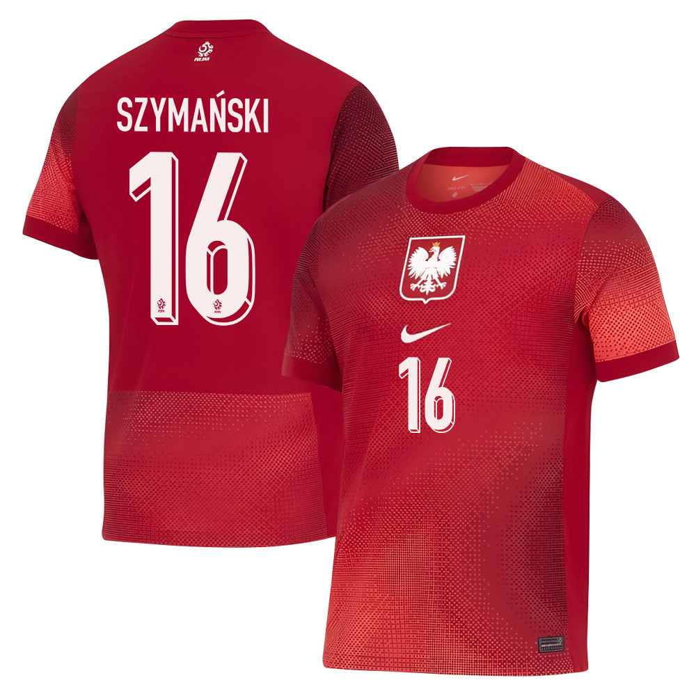 Damian Szymański 16 Poland National Team 2024/25 Away Men Jersey - Red cheap jerseys for sale - CheapJerseys.Shop