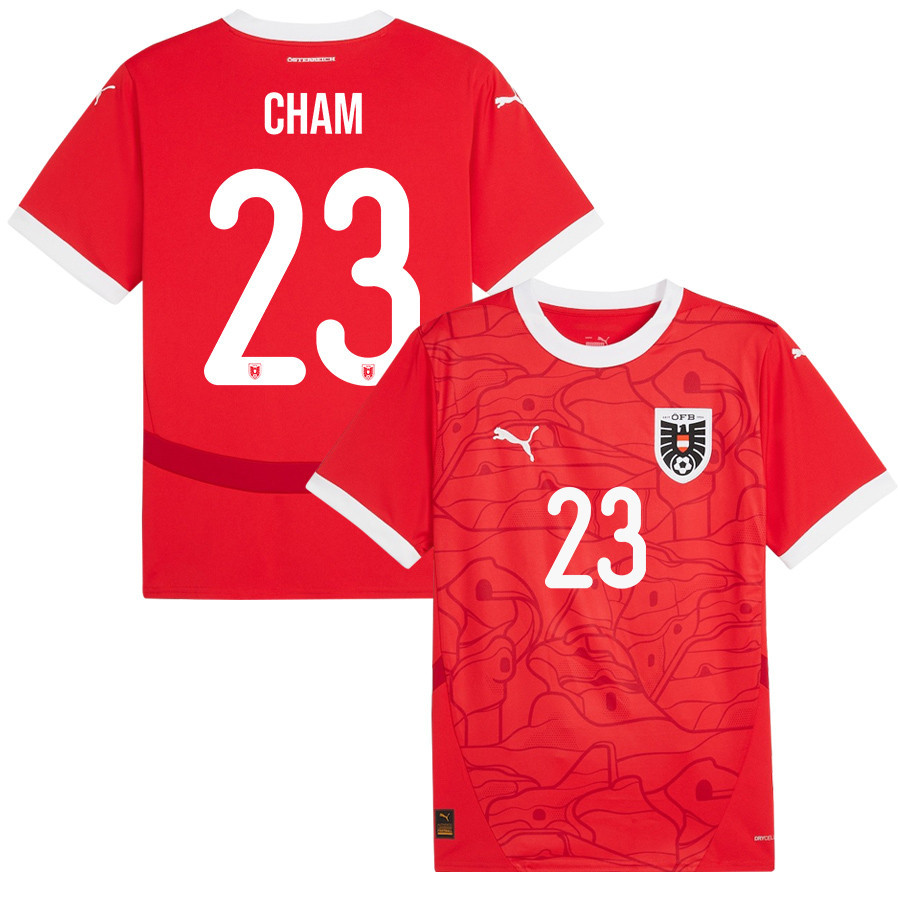 Muhammed Cham 23 Austria National Team 2024/25 Home Men Jersey - Red cheap jerseys for sale - CheapJerseys.Shop