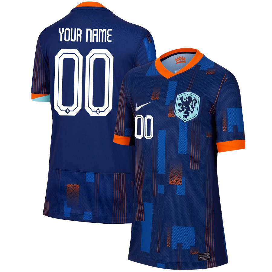 Netherlands National Team 2024/25 Away YOUTH Custom Jersey - Navy cheap jerseys for sale - CheapJerseys.Shop