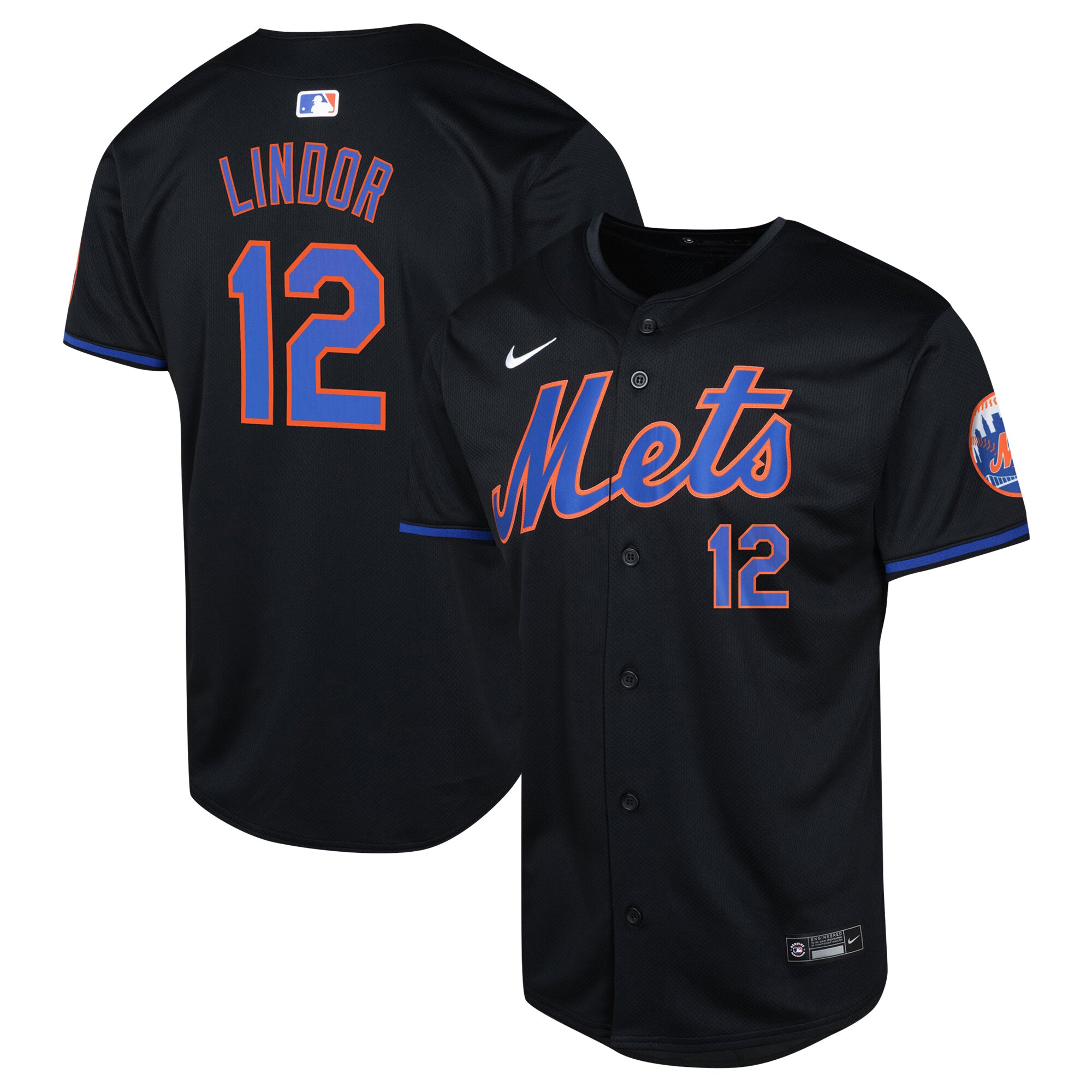 Francisco Lindor New York Mets Youth Alternate Limited Player Jersey - Black cheap jerseys for sale - CheapJerseys.Shop
