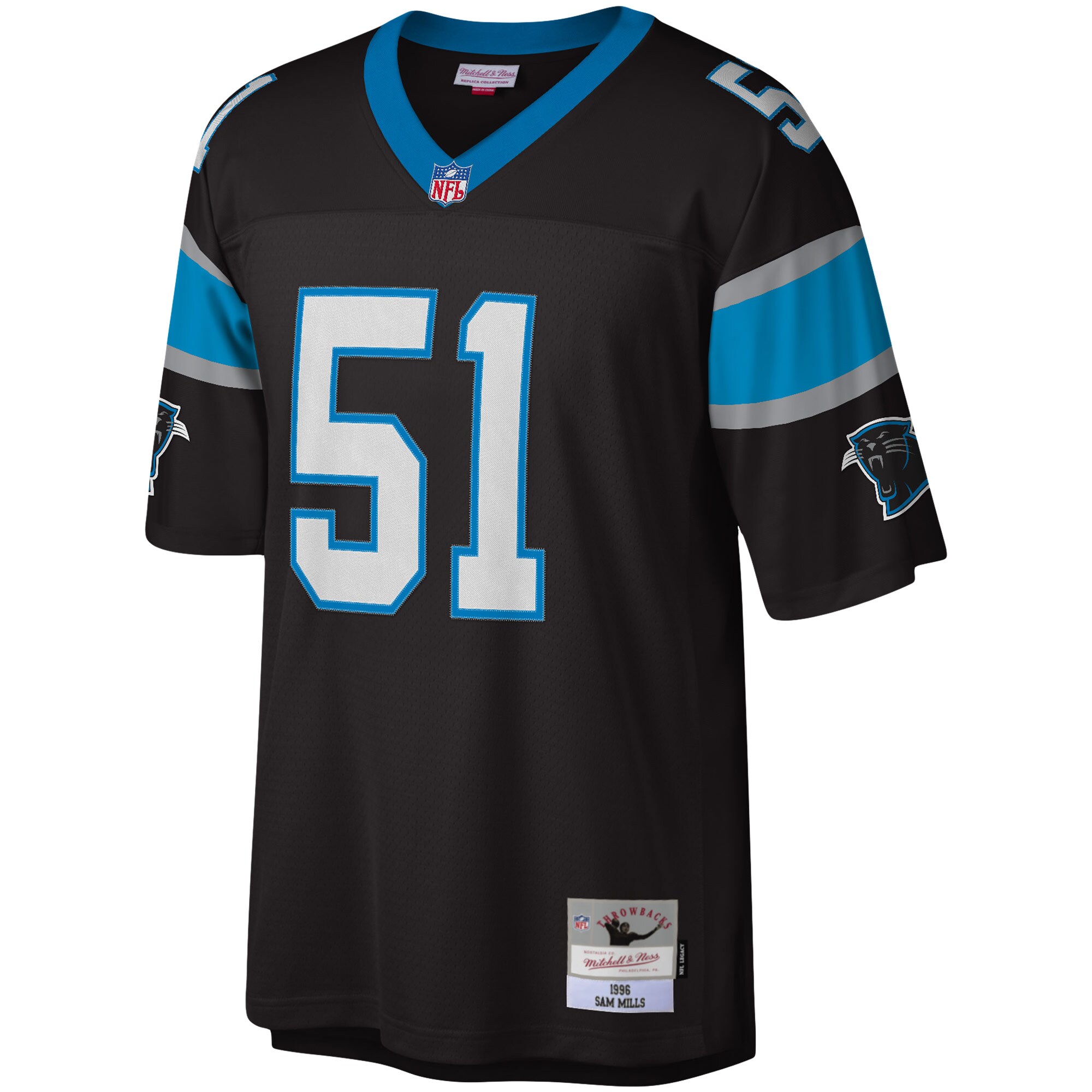 Sam Mills Carolina Panthers Mitchell & Ness Legacy Replica Jersey - Black cheap jerseys for sale - CheapJerseys.Shop