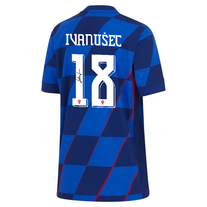 Luka Ivanušec 18 Signed Croatia National Team 2024 Away YOUTH Jersey Autographed - Navy cheap jerseys for sale - CheapJerseys.Shop