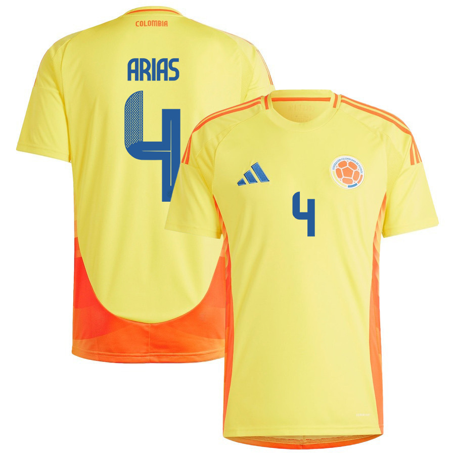 Santiago Arias 4 Colombia National Team 2024/25 Home Men Jersey - Yellow cheap jerseys for sale - CheapJerseys.Shop