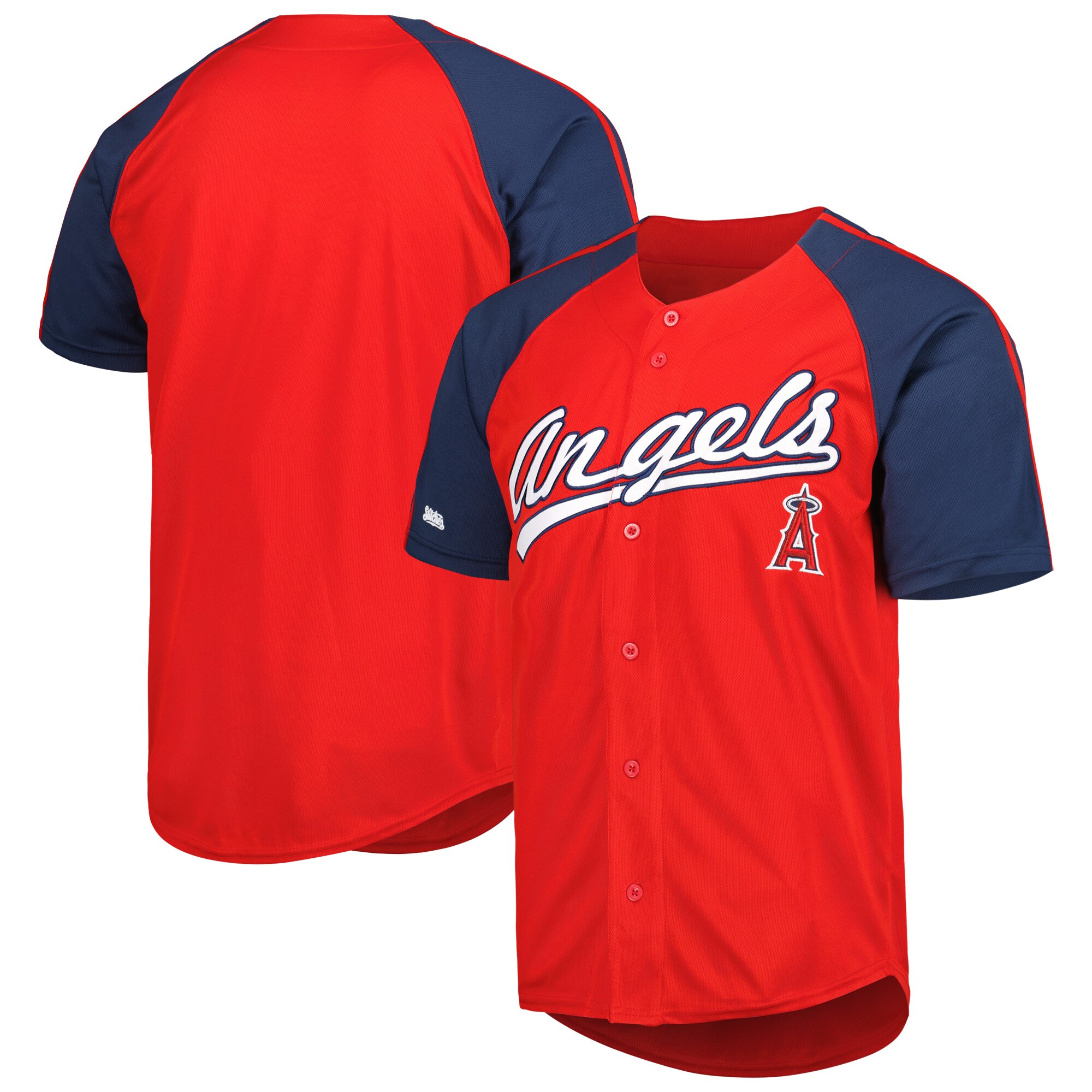 Los Angeles Angels Stitches Button-Down Raglan Fashion Jersey - Red cheap jerseys for sale - CheapJerseys.Shop