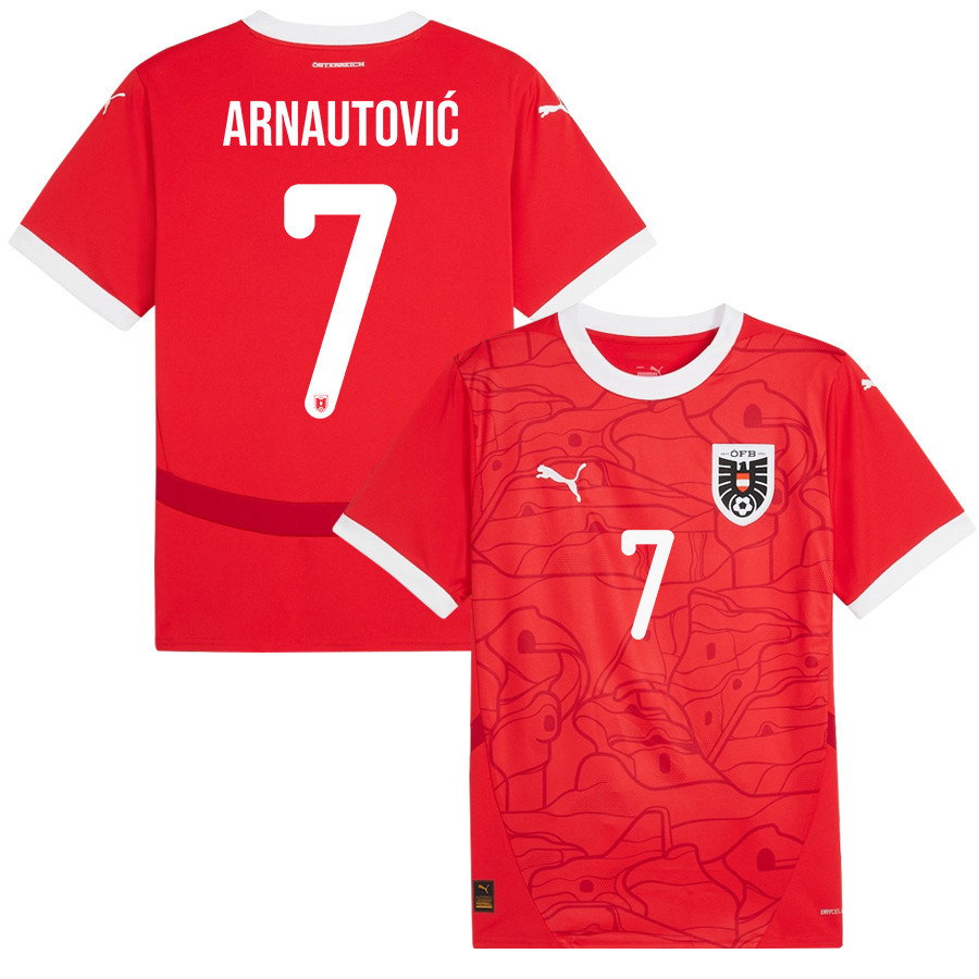 Marko Arnautović 7 Austria National Team 2024/25 Home Men Jersey - Red cheap jerseys for sale - CheapJerseys.Shop