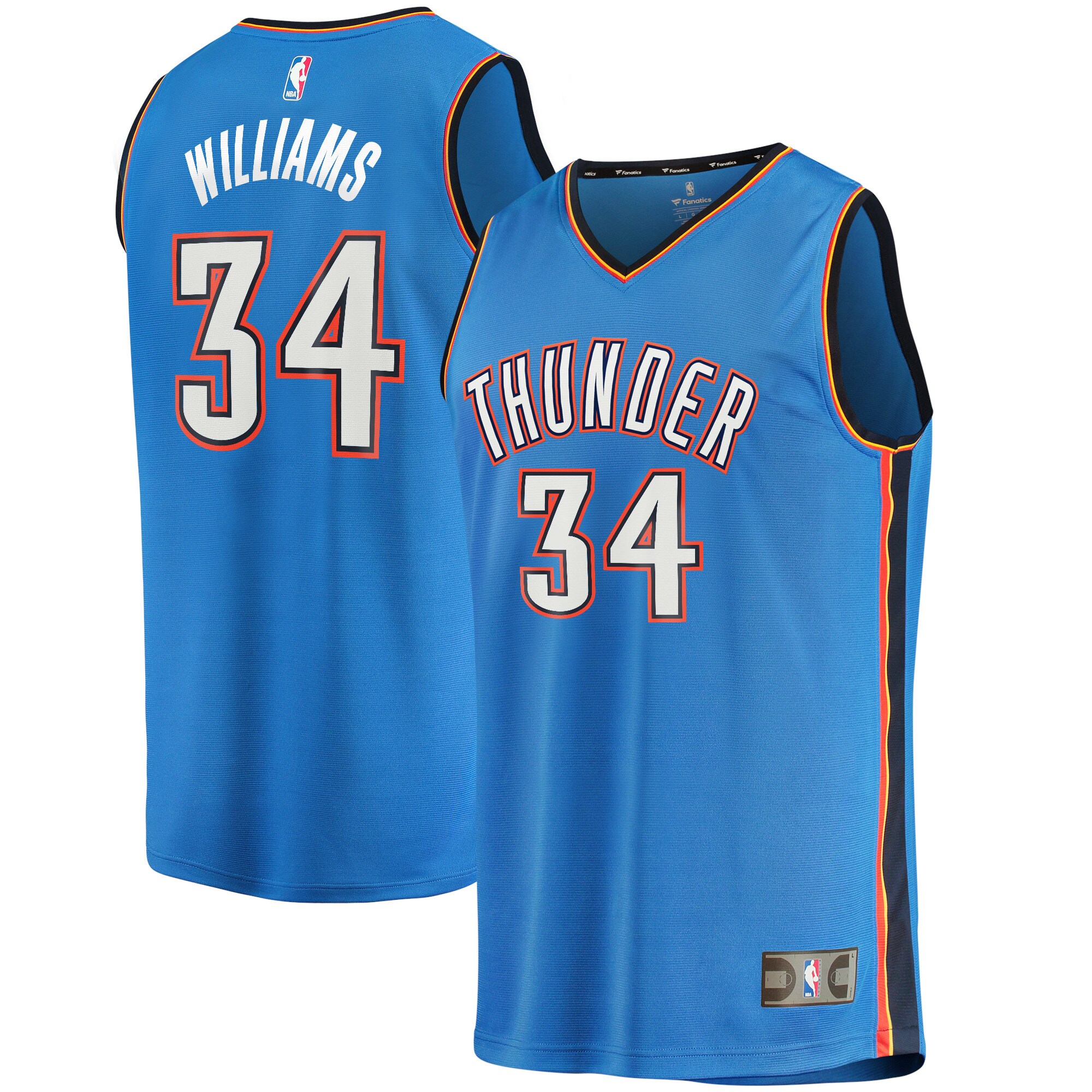 Kenrich Williams Oklahoma City Thunder Fanatics 2021\/22 Fast Break Replica Jersey - Icon Edition - Blue cheap jerseys for sale - CheapJerseys.Shop