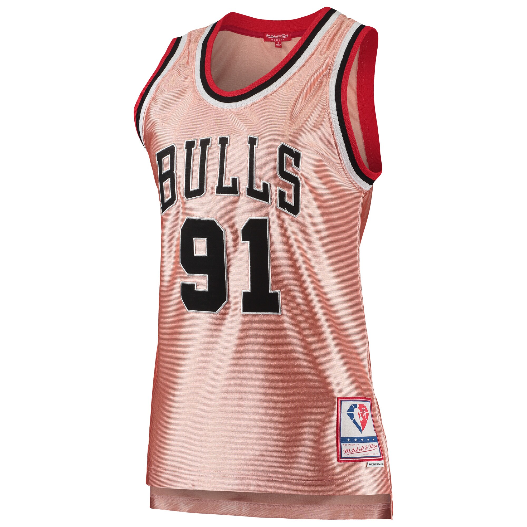 Dennis Rodman Chicago Bulls Mitchell & Ness Women's 75th Anniversary Rose Gold 1997 Swingman Jersey - Pink cheap jerseys for sale - CheapJerseys.Shop