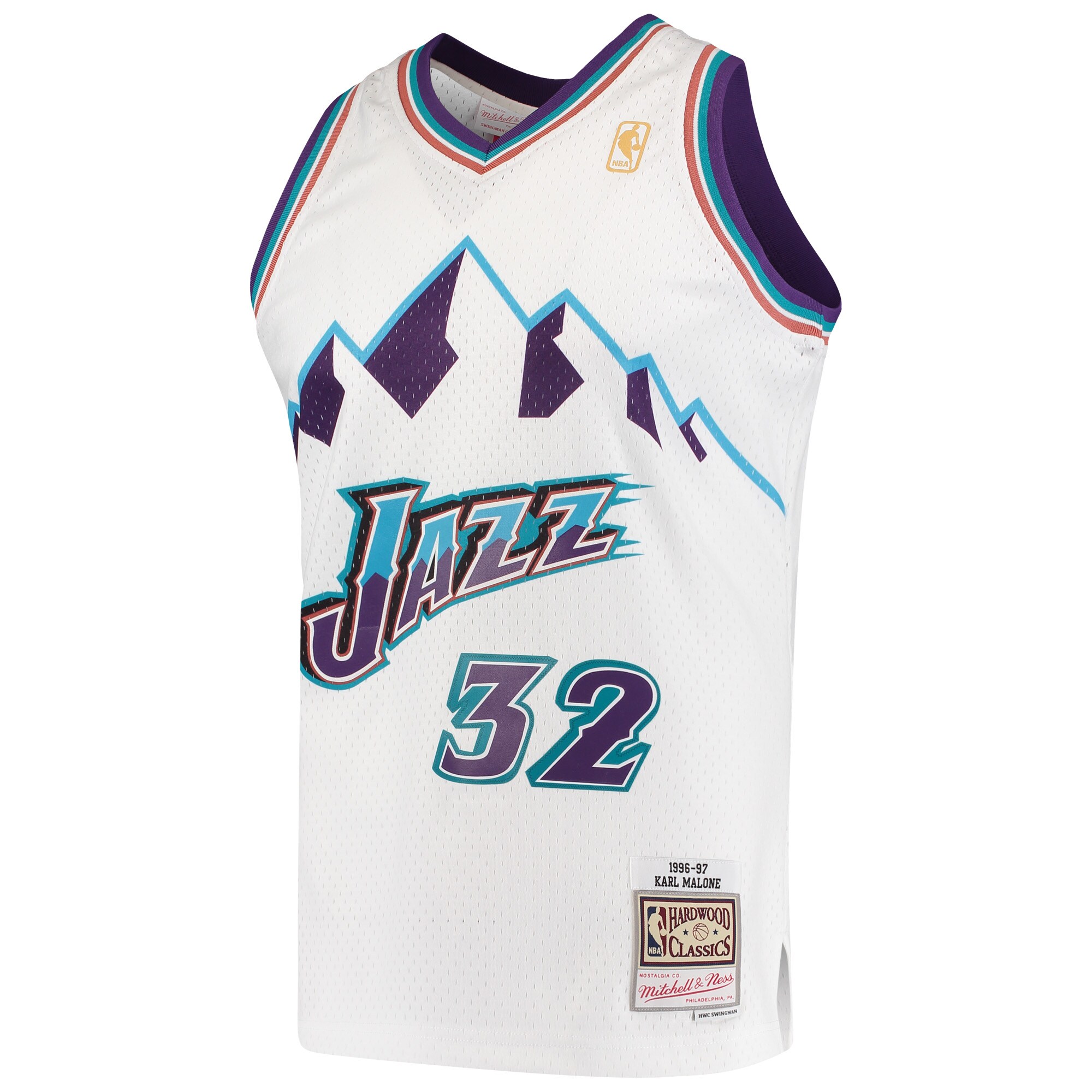 Karl Malone Utah Jazz Mitchell & Ness 1996\/97 Hardwood Classics Swingman Jersey - White cheap jerseys for sale - CheapJerseys.Shop
