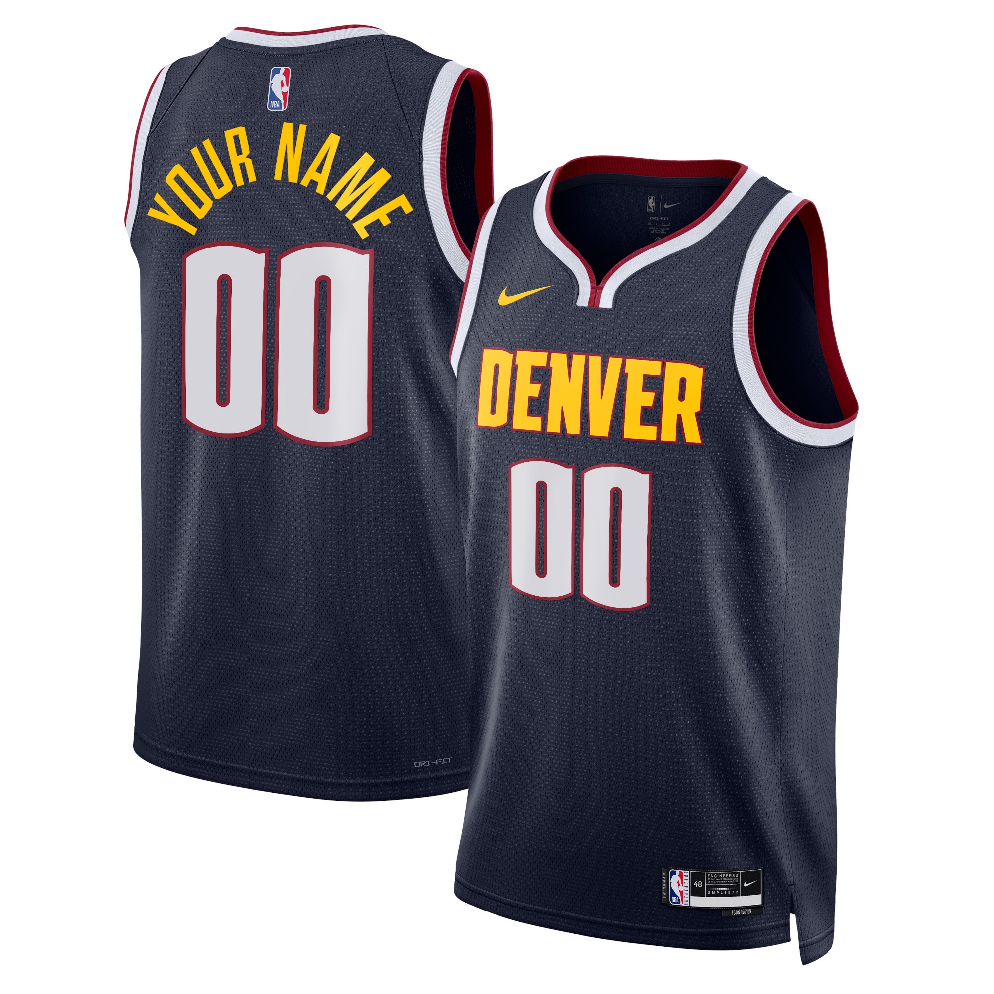 Denver Nuggets Unisex Swingman Custom Jersey Navy - Icon Edition cheap jerseys for sale - CheapJerseys.Shop