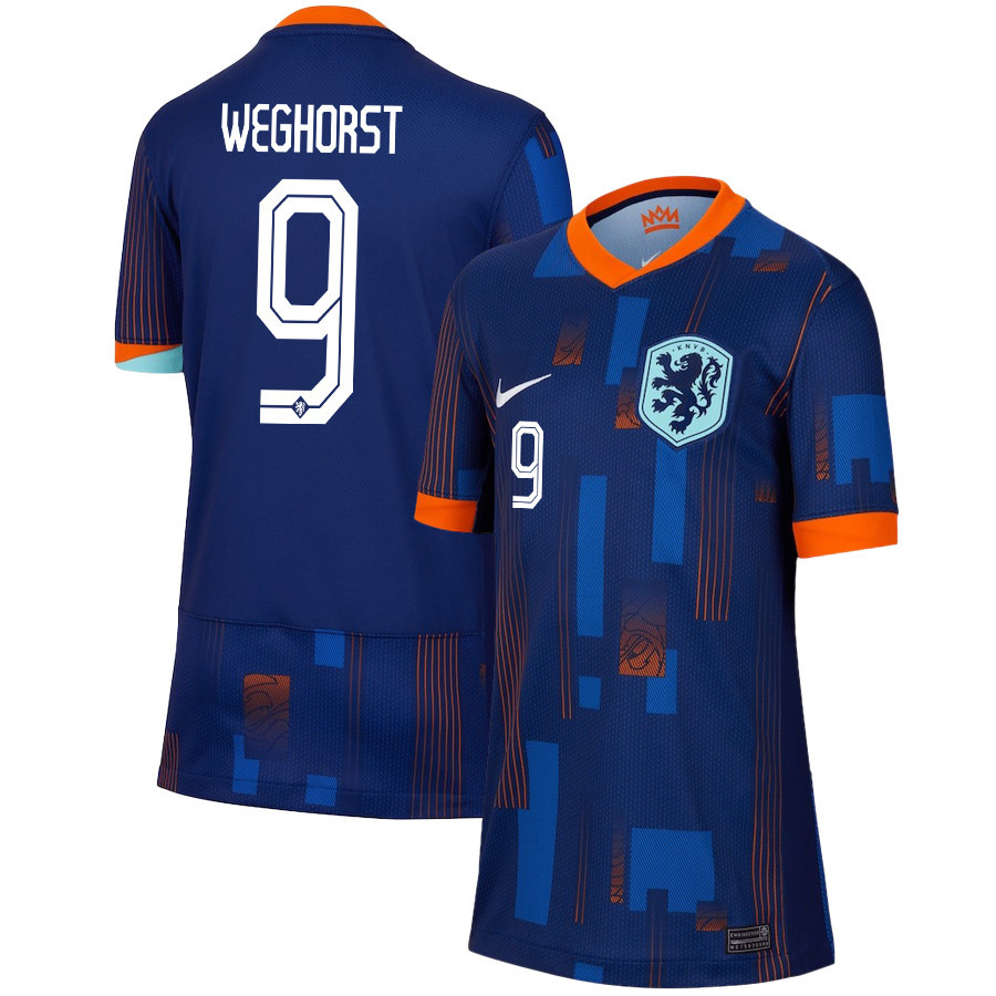Wout Weghorst 9 Netherlands National Team 2024/25 Away YOUTH Jersey - Navy cheap jerseys for sale - CheapJerseys.Shop