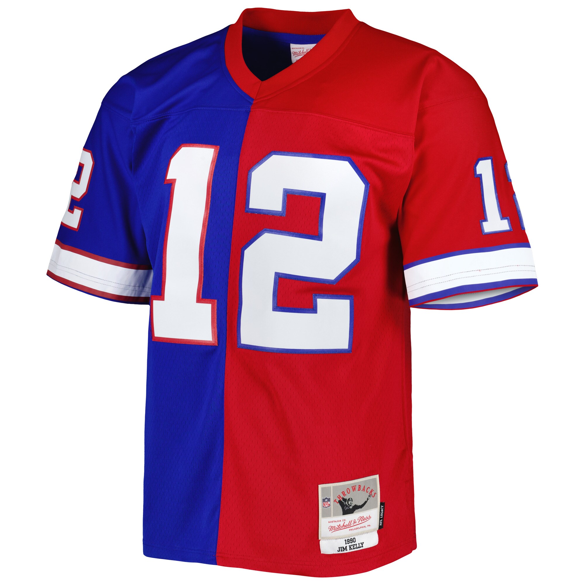 Jim Kelly Buffalo Bills Mitchell & Ness 1990 Split Legacy Replica Jersey - Royal\/Red cheap jerseys for sale - CheapJerseys.Shop
