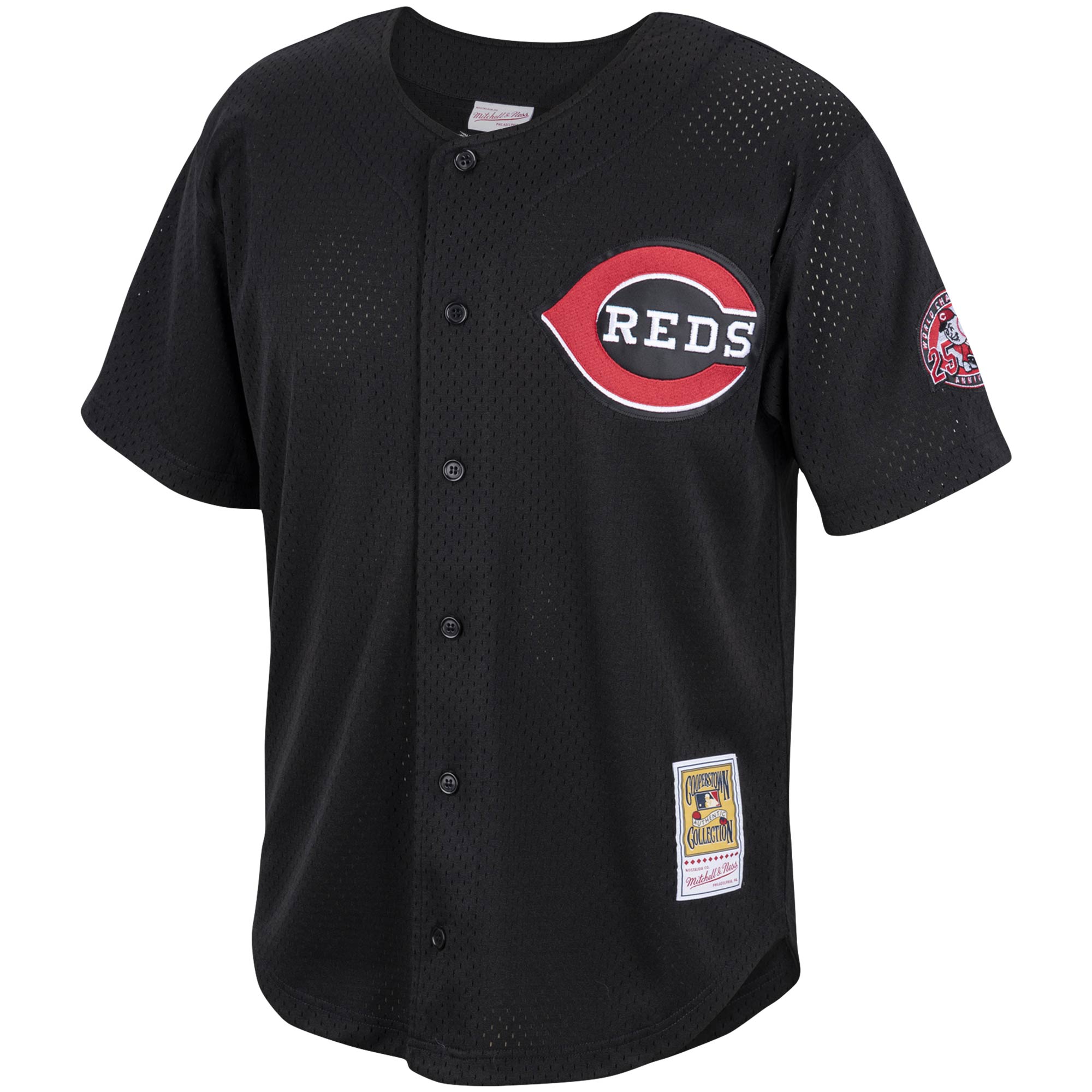 Ken Griffey Jr. Cincinnati Reds Mitchell & Ness Cooperstown Collection Mesh Batting Practice Button-Up Jersey - Black cheap jerseys for sale - CheapJerseys.Shop