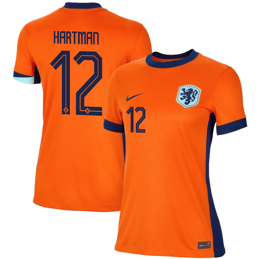 Quilindschy Hartman 12 Netherlands National Team 2024/25 Home WOMEN Jersey - Orange cheap jerseys for sale - CheapJerseys.Shop