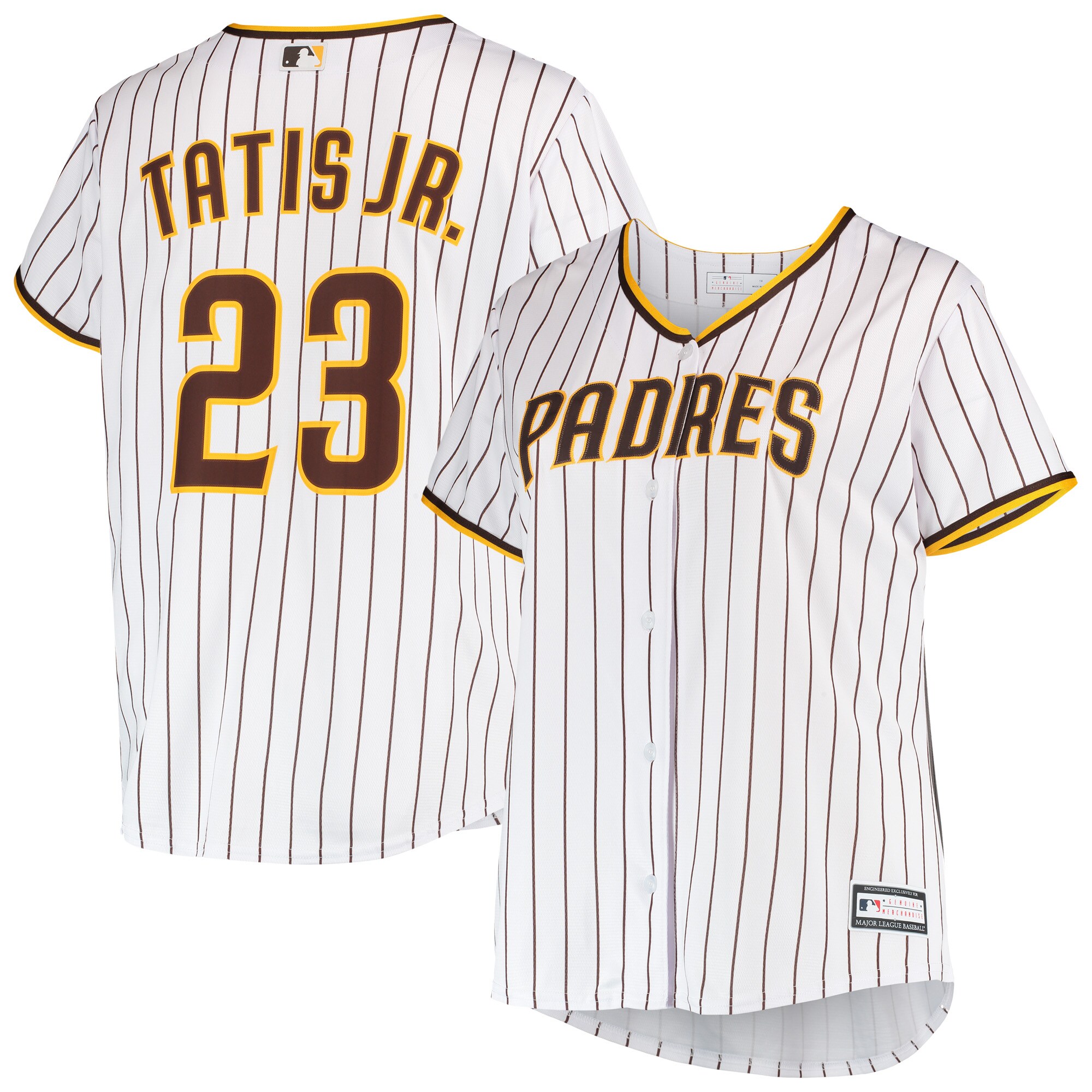 Fernando Tatis Jr. San Diego Padres Women's Plus Size Replica Player Jersey - White\/Brown cheap jerseys for sale - CheapJerseys.Shop