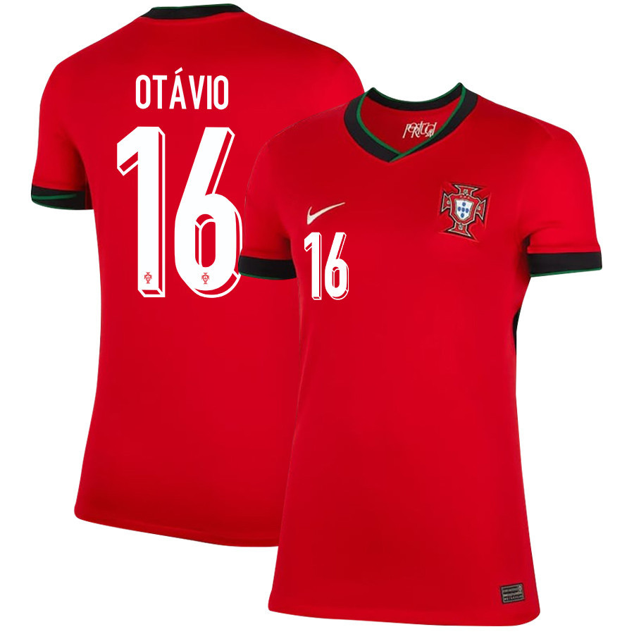 Otávio 16 Portugal National Team 2024/25 Home WOMEN Jersey - Red cheap jerseys for sale - CheapJerseys.Shop