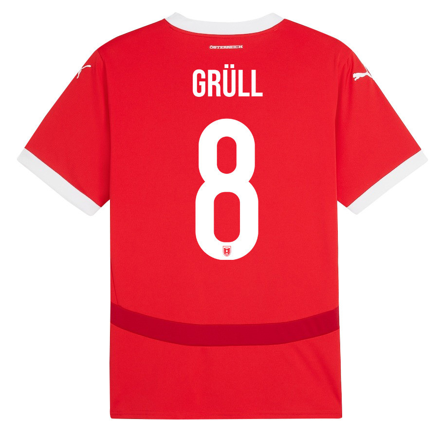 Marco Grüll 8 Austria National Team 2024/25 Home Men Jersey - Red cheap jerseys for sale - CheapJerseys.Shop