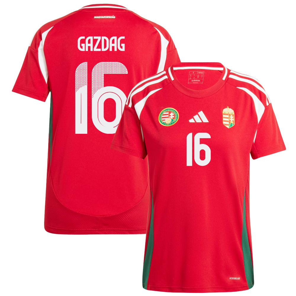 Dániel Gazdag 16 Hungary National Team 2024/25 Home WOMEN Jersey - Red cheap jerseys for sale - CheapJerseys.Shop
