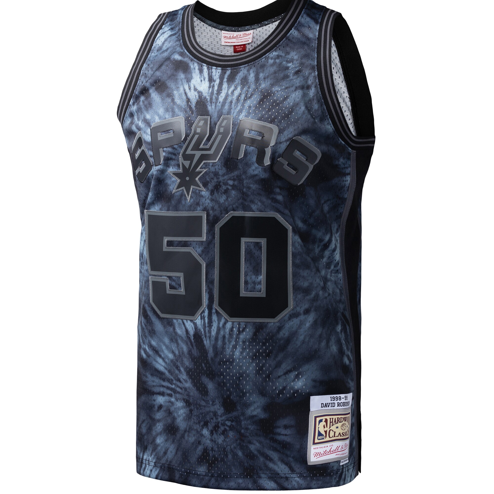 David Robinson San Antonio Spurs Mitchell & Ness Hardwood Classics 1998\/99 Tie-Dye Swingman Jersey - Black cheap jerseys for sale - CheapJerseys.Shop