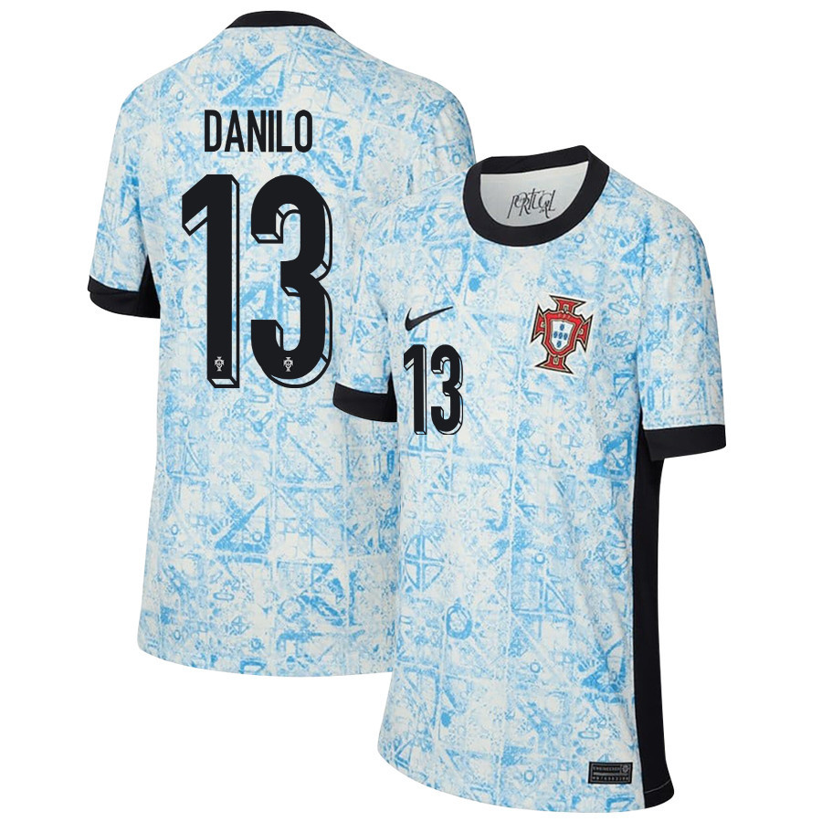 Danilo 13 Portugal National Team 2024/25 Away YOUTH Jersey - Cream/Blue cheap jerseys for sale - CheapJerseys.Shop