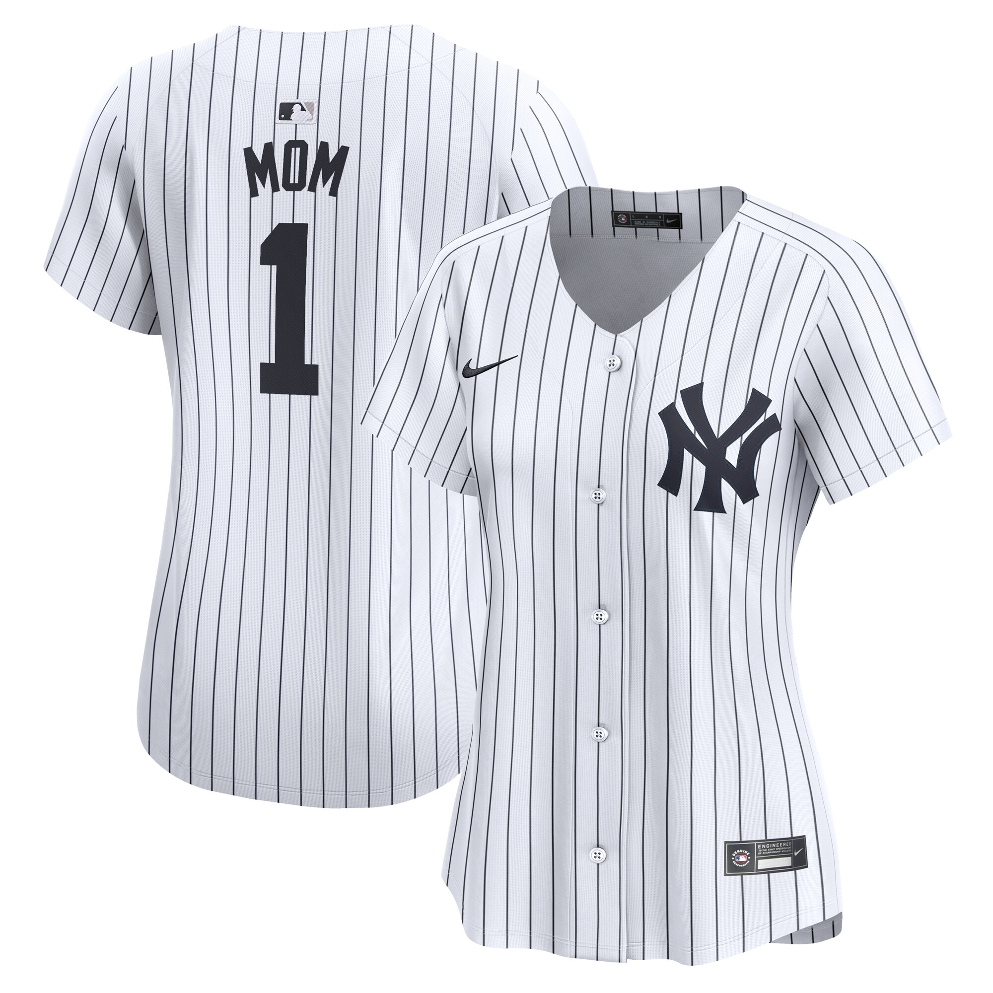 New York Yankees Women's #1 Mom Home Limited Jersey - White cheap jerseys for sale - CheapJerseys.Shop