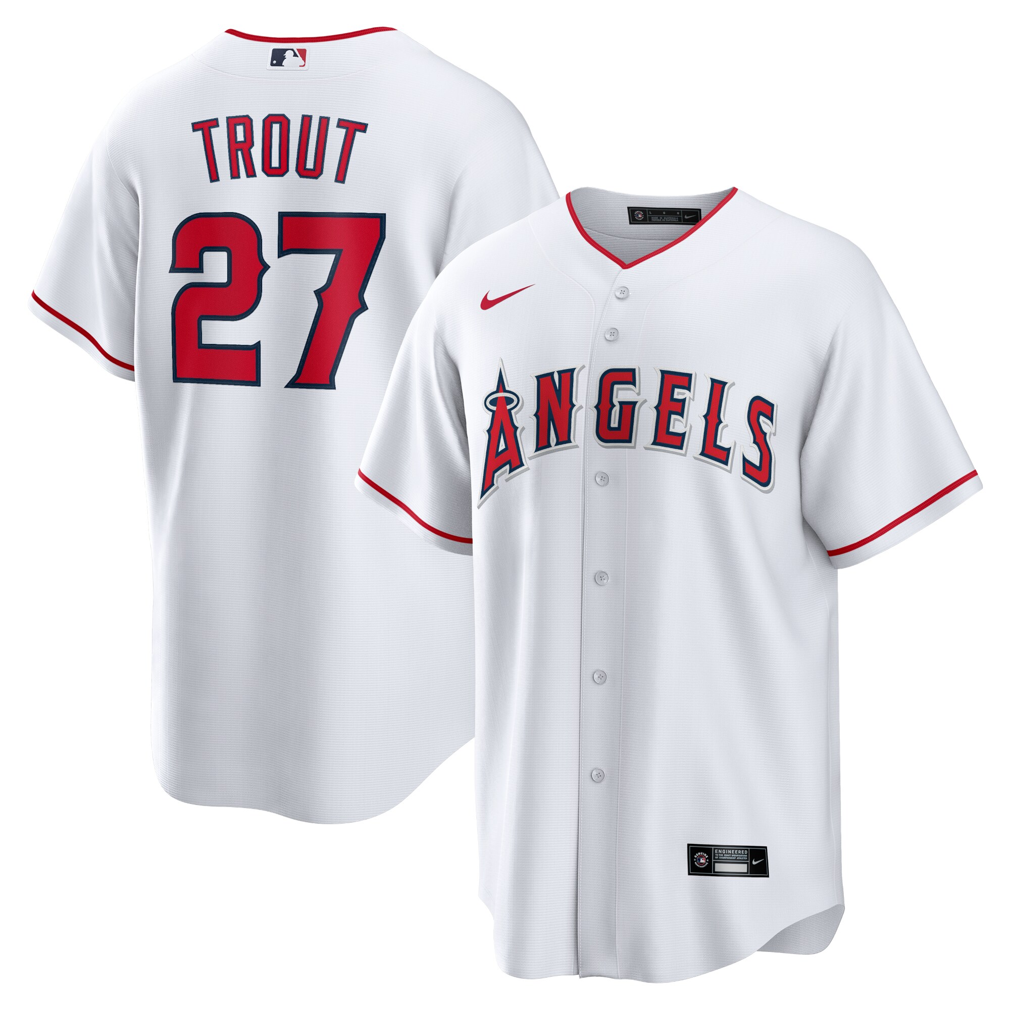 Mike Trout Los Angeles Angels Home Replica Player Name Jersey - White cheap jerseys for sale - CheapJerseys.Shop