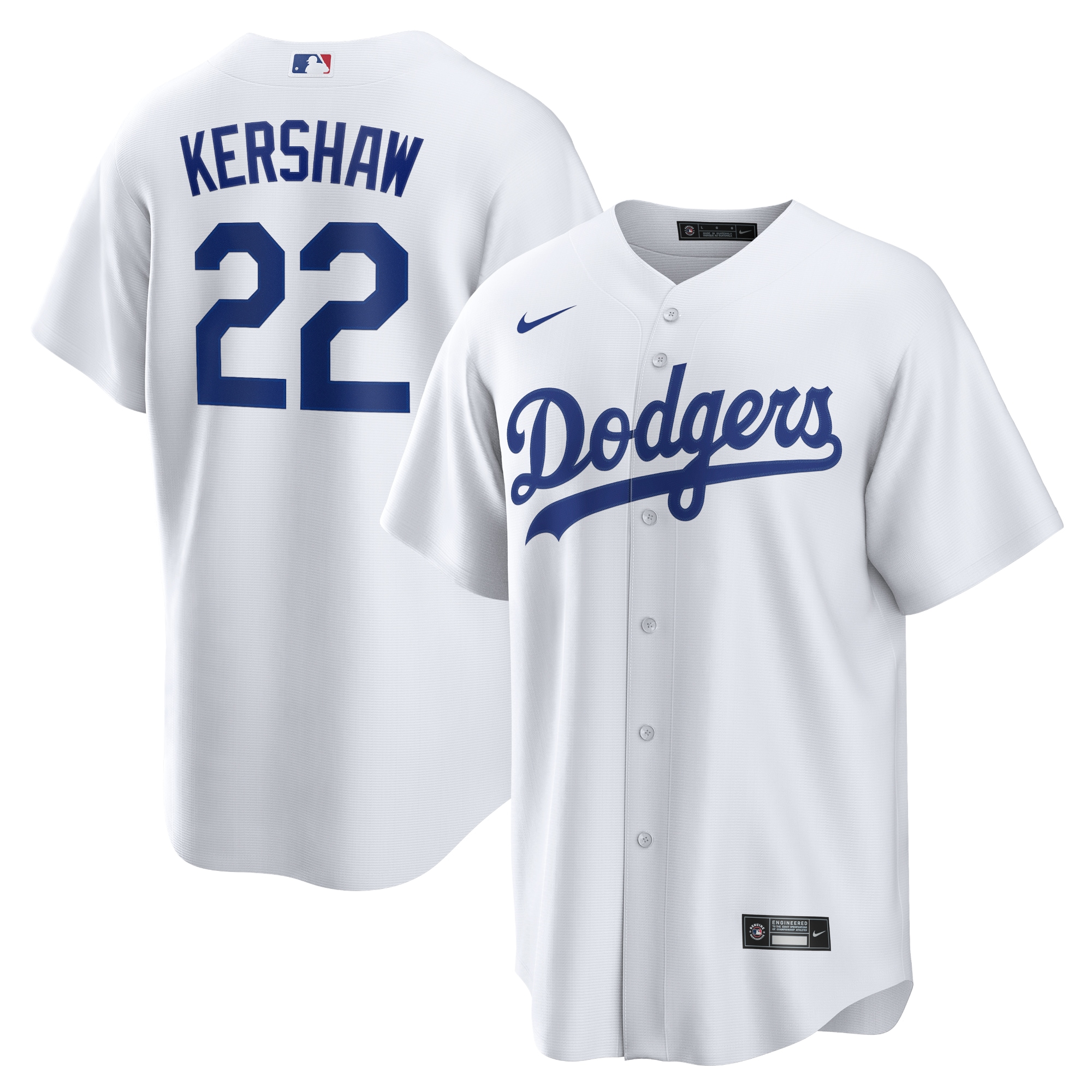 Clayton Kershaw Los Angeles Dodgers Home Replica Player Name Jersey - White cheap jerseys for sale - CheapJerseys.Shop