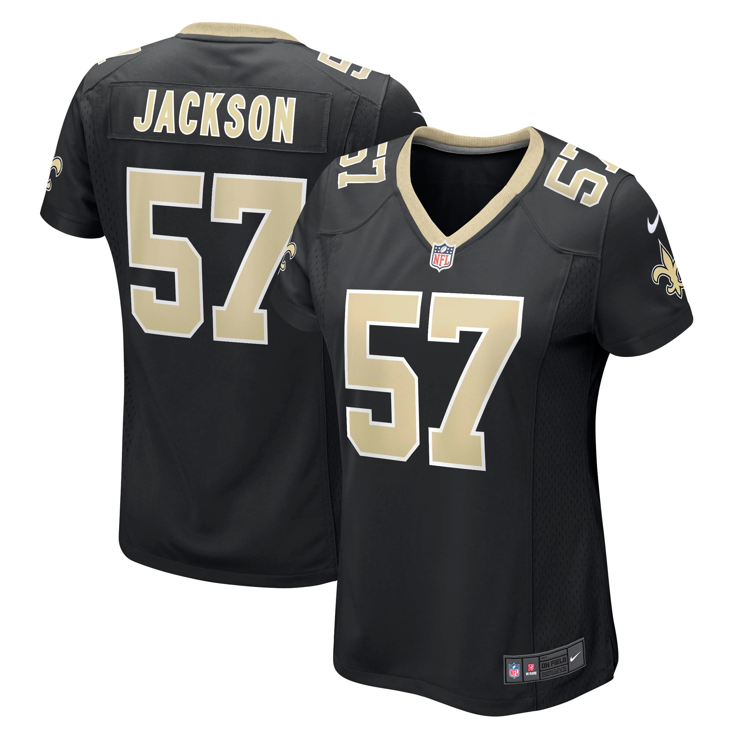 Rickey Jackson New Orleans Saints Women's Retired Player Jersey - Black cheap jerseys for sale - CheapJerseys.Shop