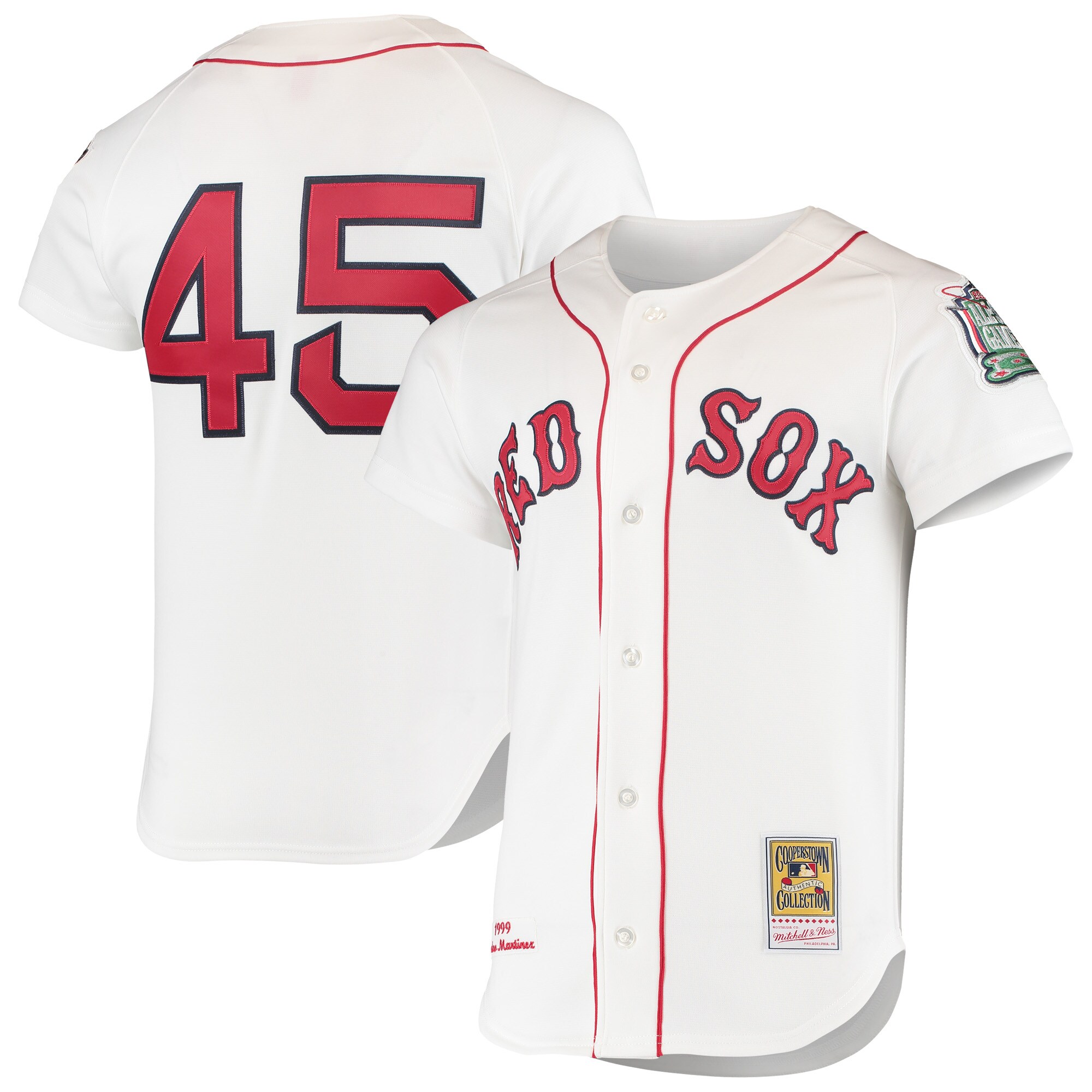 Pedro Martinez Boston Red Sox Mitchell & Ness 1999 Cooperstown Collection Home Authentic Jersey - White cheap jerseys for sale - CheapJerseys.Shop
