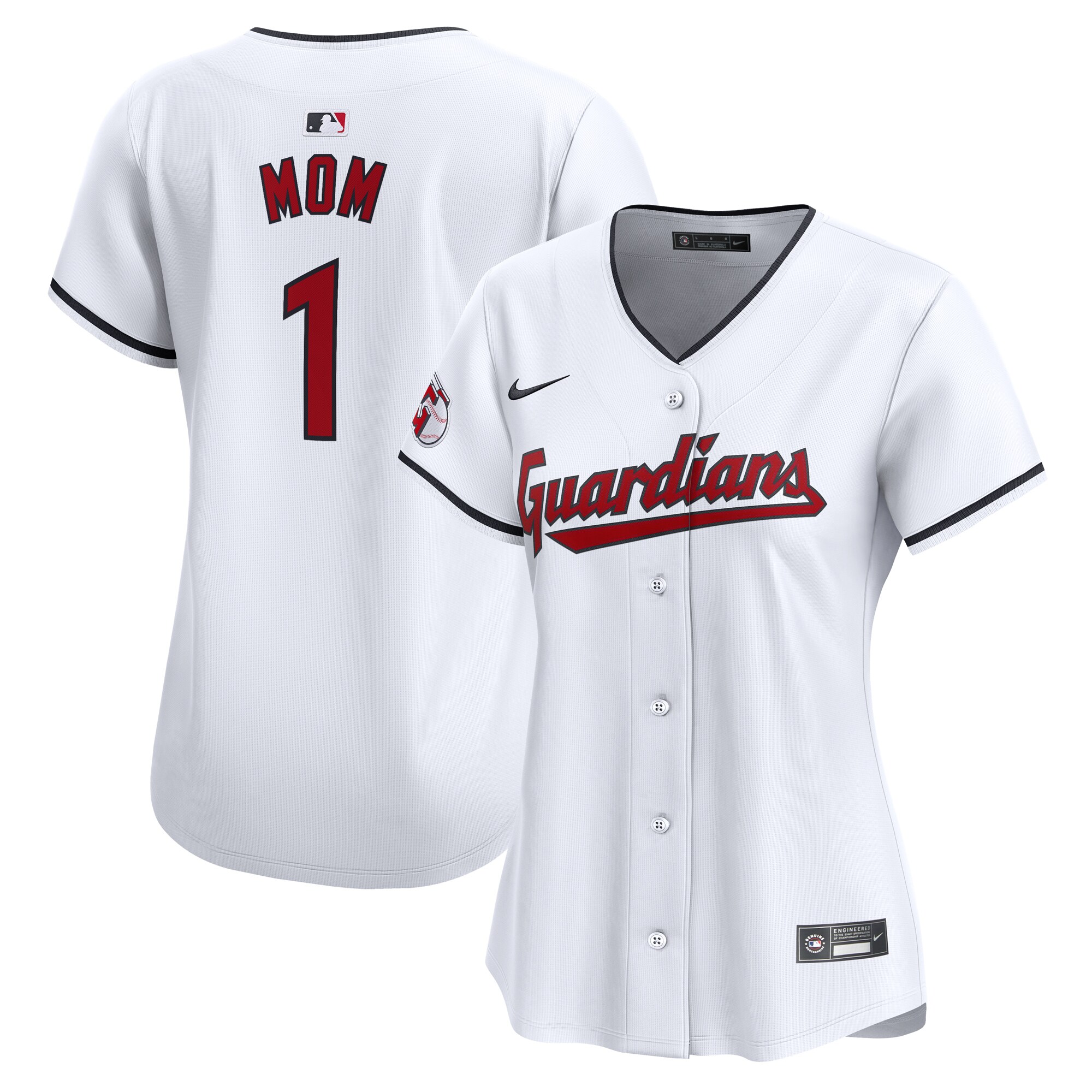 Cleveland Guardians Women's #1 Mom Home Limited Jersey - White cheap jerseys for sale - CheapJerseys.Shop