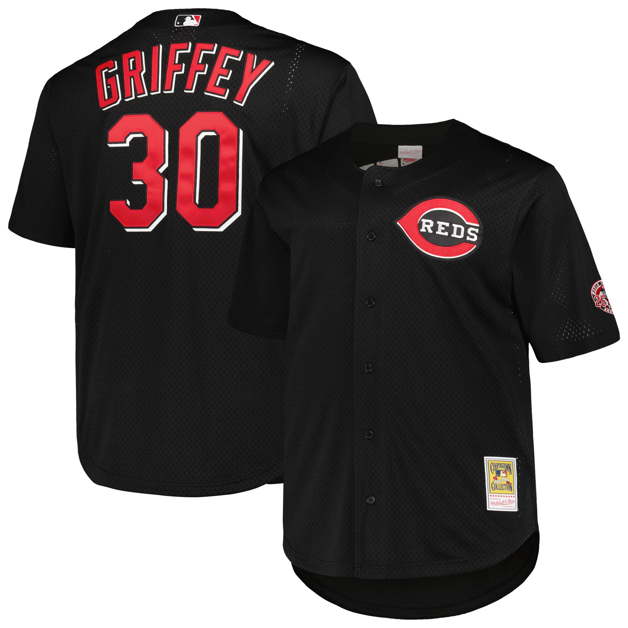 Ken Griffey Jr. Cincinnati Reds Mitchell & Ness Big & Tall Cooperstown Collection Batting Practice Replica Jersey - Black cheap jerseys for sale - CheapJerseys.Shop
