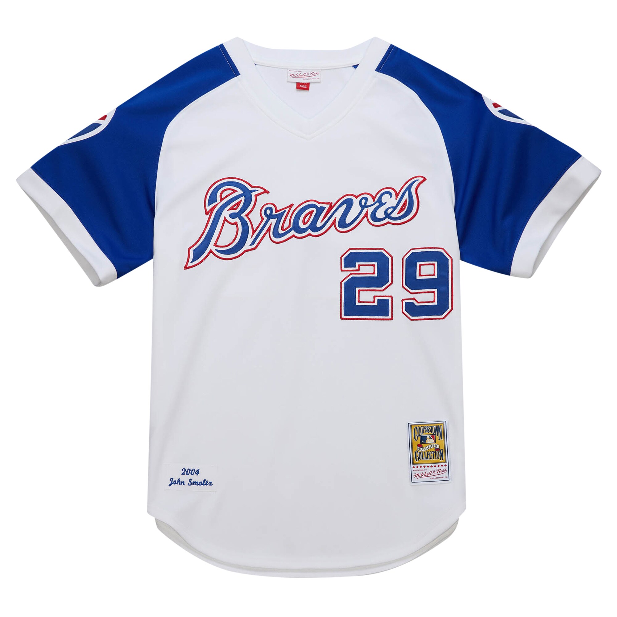 John Smoltz Atlanta Braves Mitchell & Ness 2004 Cooperstown Collection Authentic Throwback Jersey - White cheap jerseys for sale - CheapJerseys.Shop