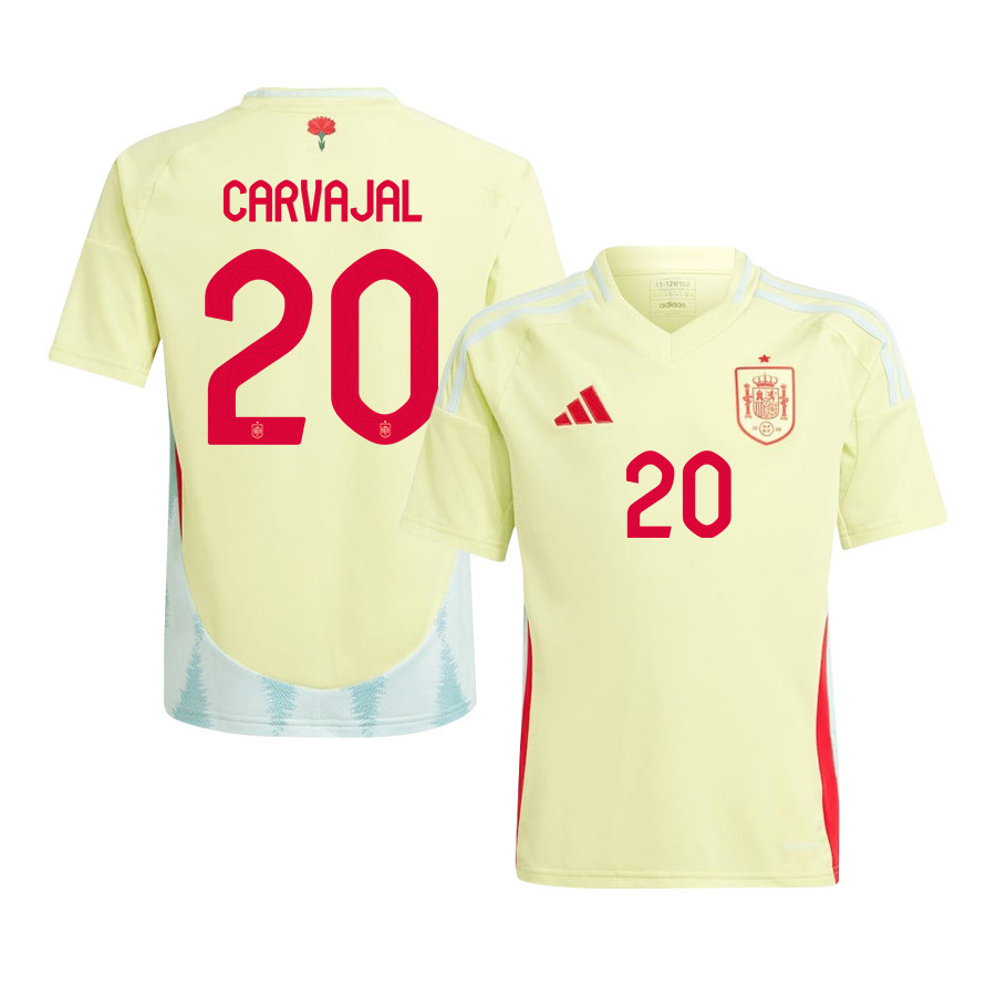 Dani Carvajal 20 Spain National Team 2024 Away YOUTH Jersey - Yellow cheap jerseys for sale - CheapJerseys.Shop