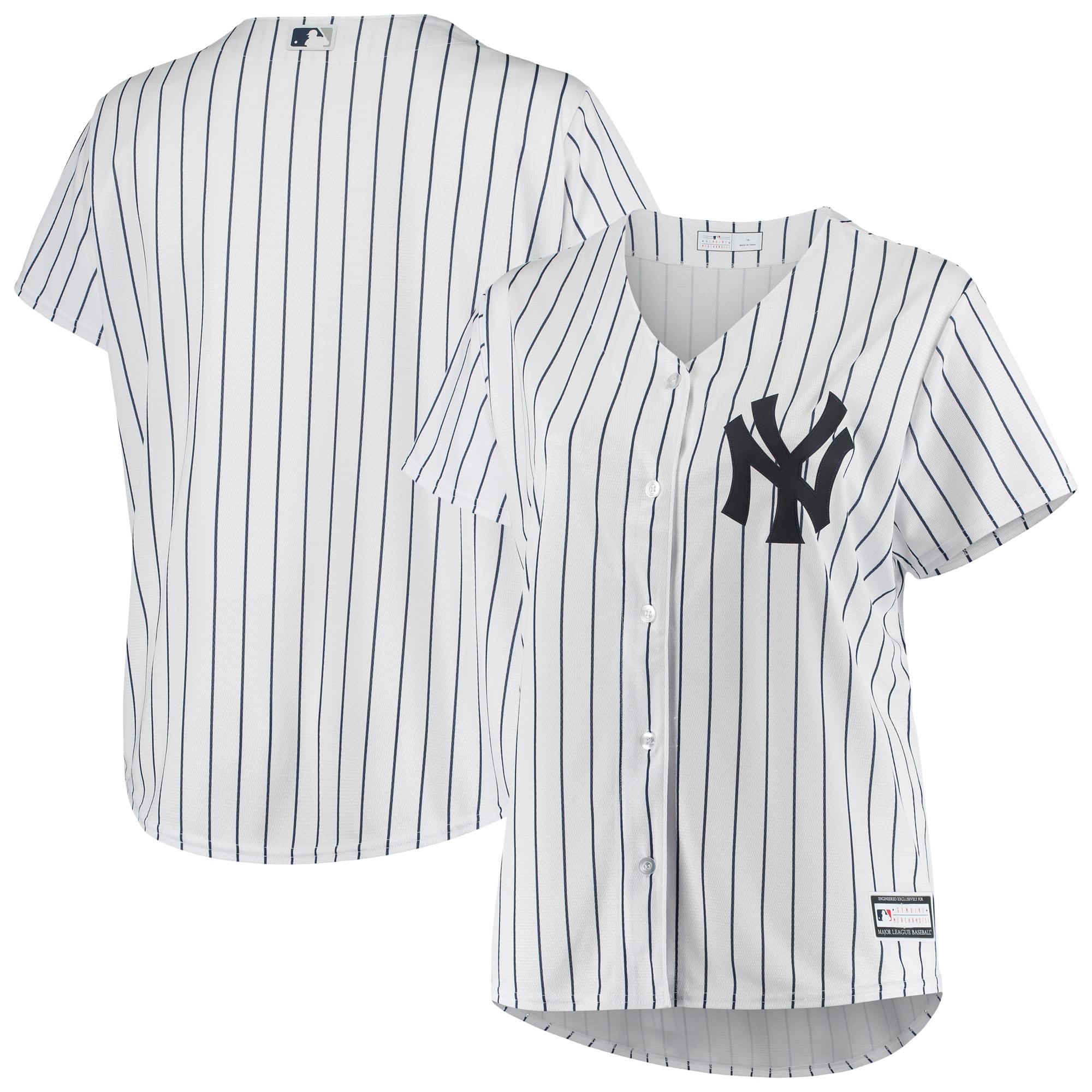 New York Yankees Women's Plus Size Sanitized Replica Team Jersey - White cheap jerseys for sale - CheapJerseys.Shop