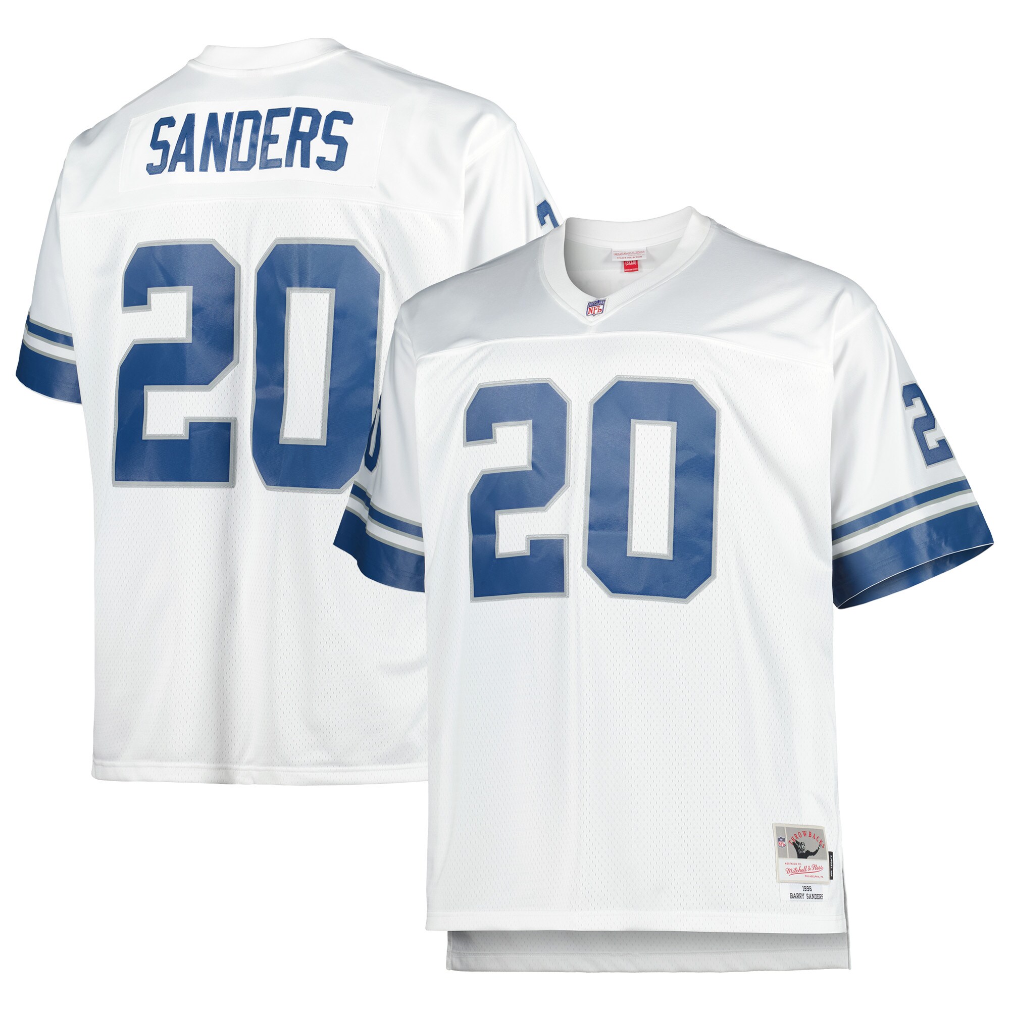 Barry Sanders Detroit Lions Mitchell & Ness Big & Tall 1996 Retired Player Replica Jersey - White cheap jerseys for sale - CheapJerseys.Shop