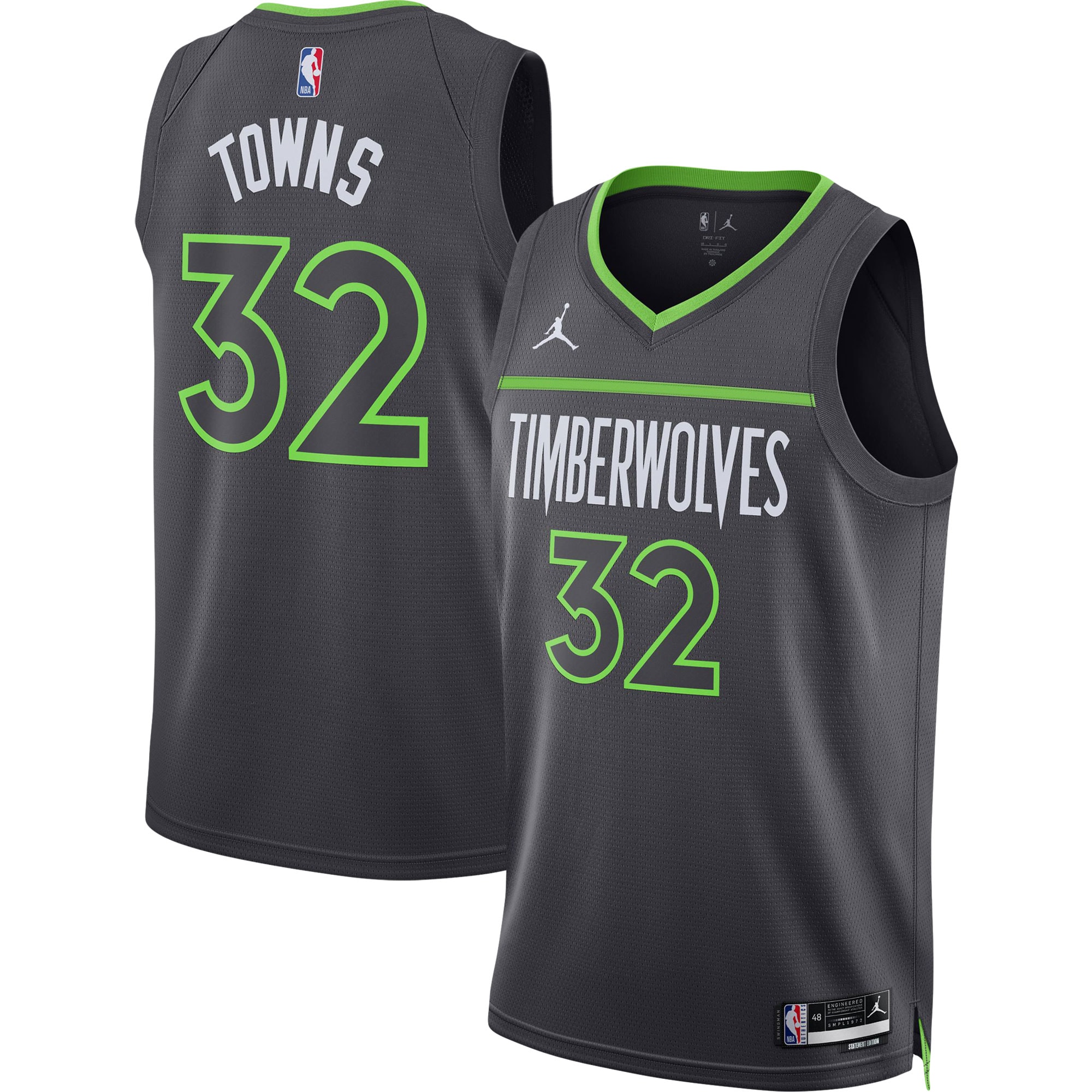 Karl-Anthony Towns Minnesota Timberwolves Jordan Brand Unisex Swingman Jersey - Statement Edition - Charcoal cheap jerseys for sale - CheapJerseys.Shop
