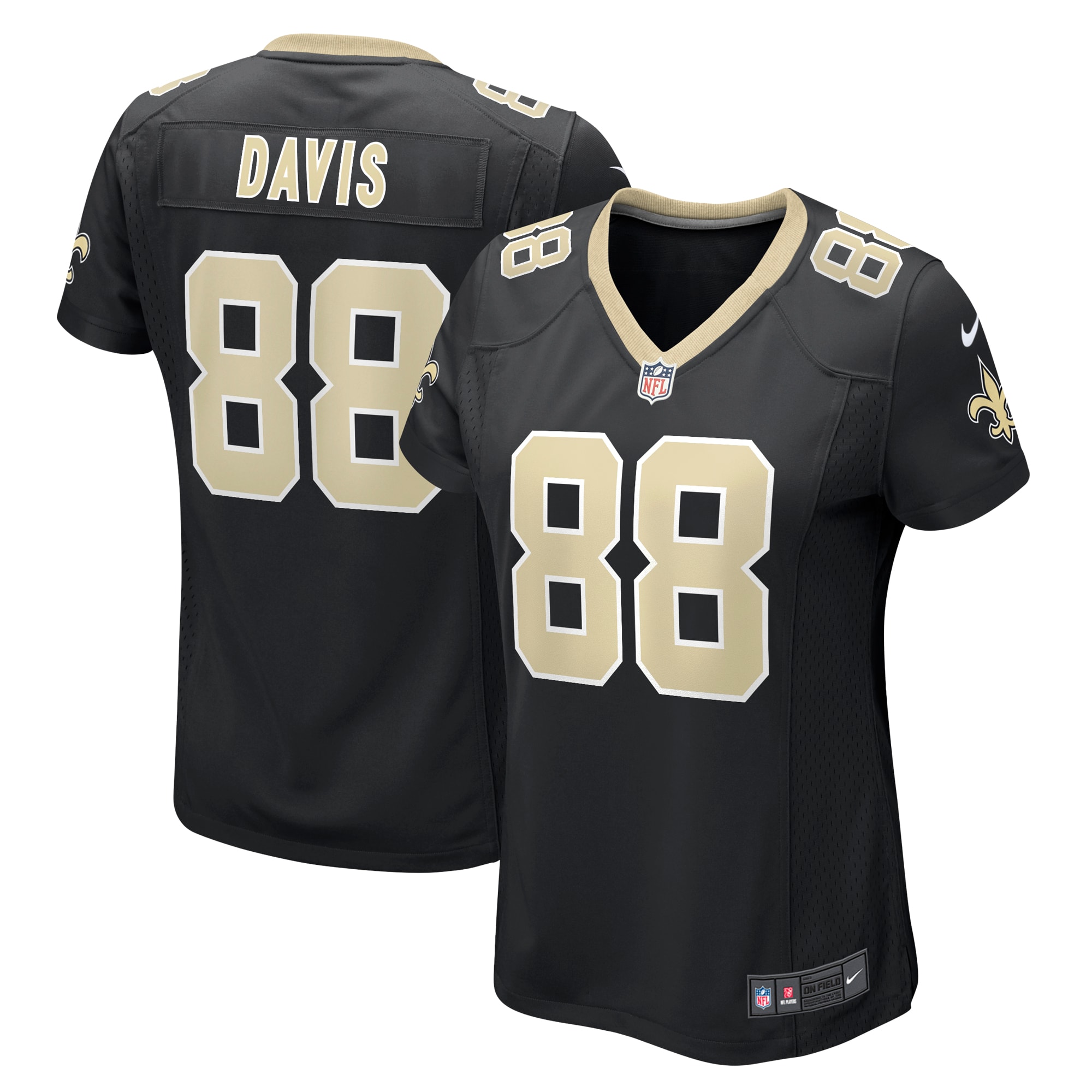 Shaquan Davis New Orleans Saints Women's Game Jersey - Black cheap jerseys for sale - CheapJerseys.Shop