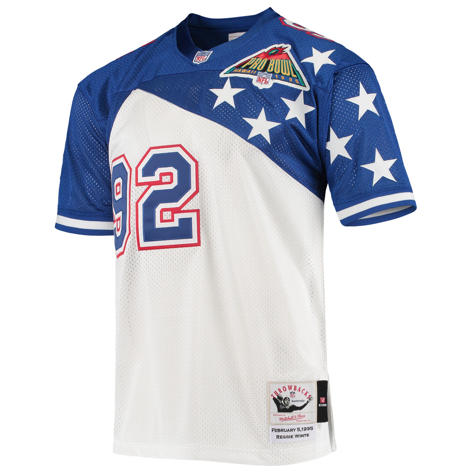 Reggie White NFC Mitchell & Ness 1995 Pro Bowl Authentic Jersey - White\/Blue cheap jerseys for sale - CheapJerseys.Shop