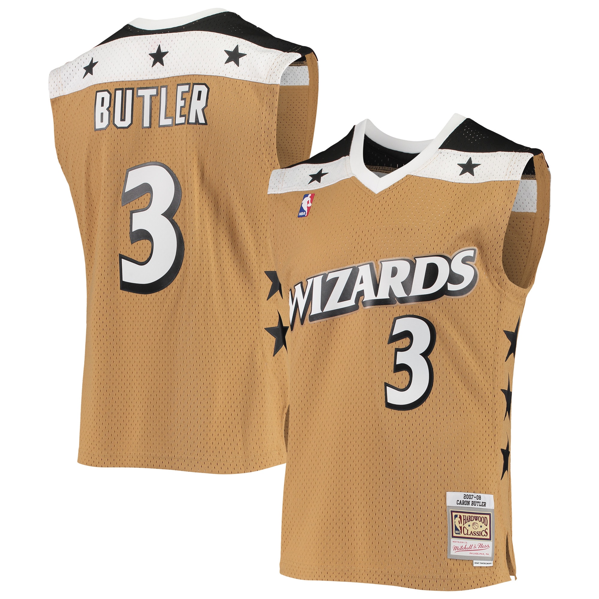 Caron Butler Washington Wizards Mitchell & Ness 2001\/02 Hardwood Classics Swingman Jersey - Gold cheap jerseys for sale - CheapJerseys.Shop