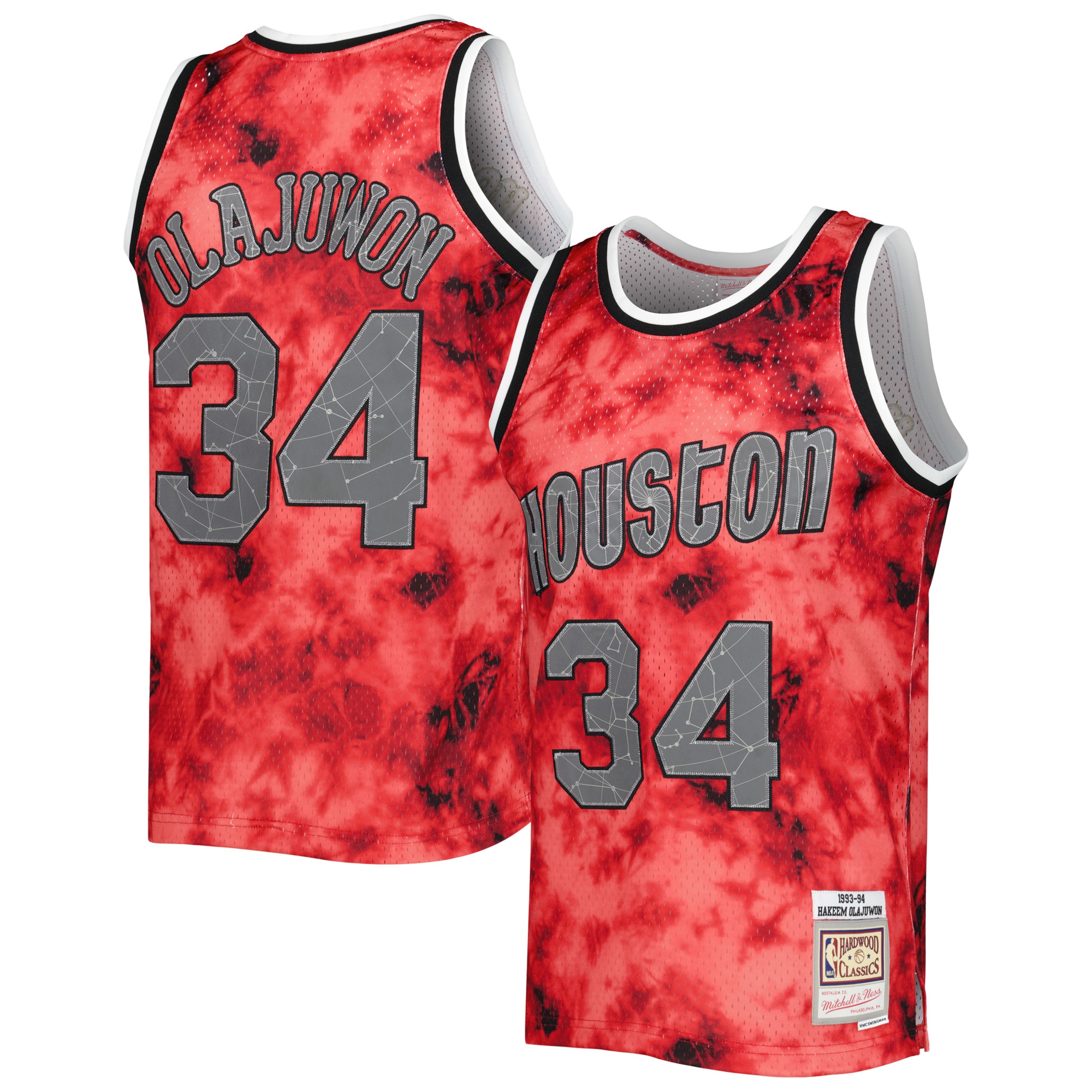 Hakeem Olajuwon Houston Rockets Mitchell & Ness 1993\/94 Galaxy Swingman Jersey - Red cheap jerseys for sale - CheapJerseys.Shop