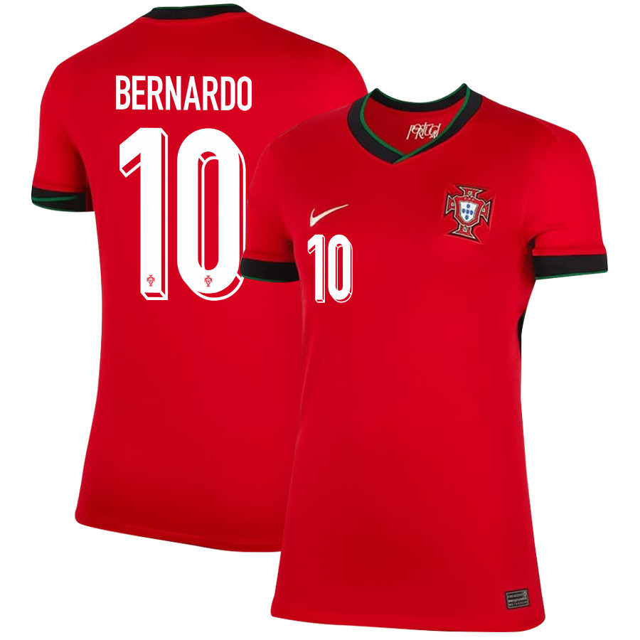 Bernardo Silva 10 Portugal National Team 2024/25 Home WOMEN Jersey - Red cheap jerseys for sale - CheapJerseys.Shop
